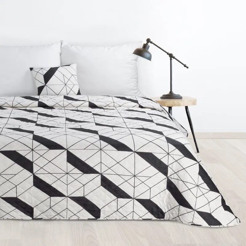 Narzuta pikowana z nadrukiem D91 GEO 01 200 X 220 cm Kremowy, Czarny — zdjęcie 5