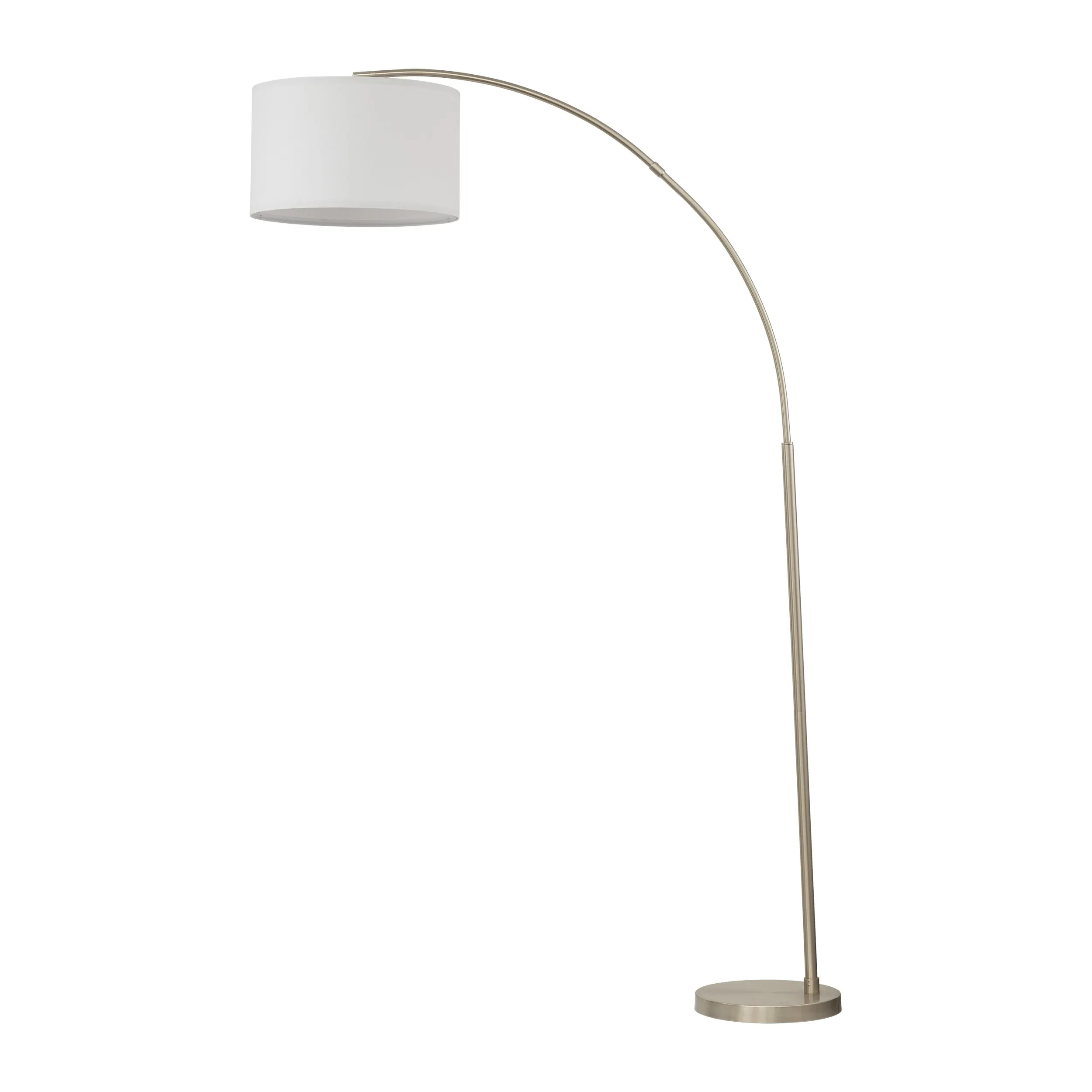 Lampa podłogowa ZENITH brązowa z białym okrągłym abażurem 200x130x50cm