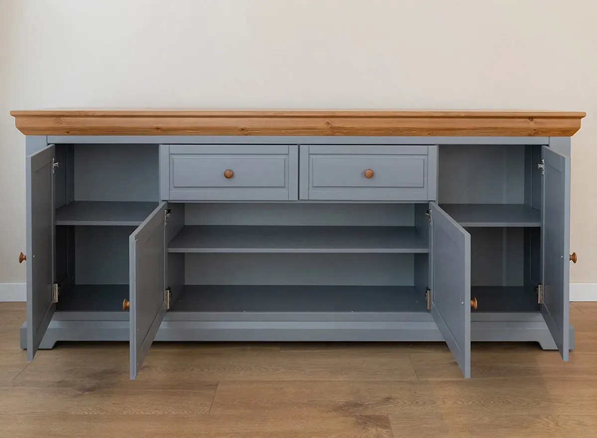 Komoda drewaniana 4-drzwiowa z 2 szufladami MARONE ELITE popielaty - PLMEL05/S