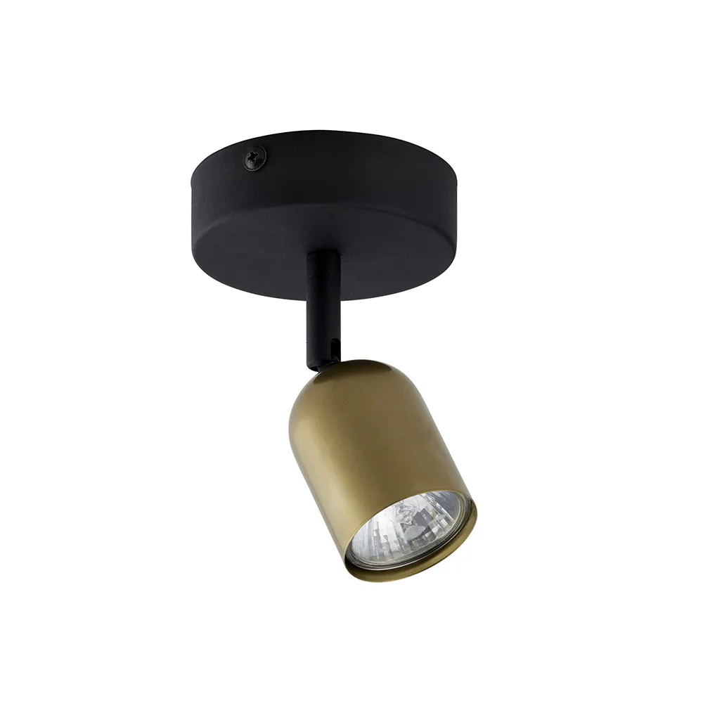 Lampa sufitowa TOP czarna złota metalowa regulowana 14x13x10cm