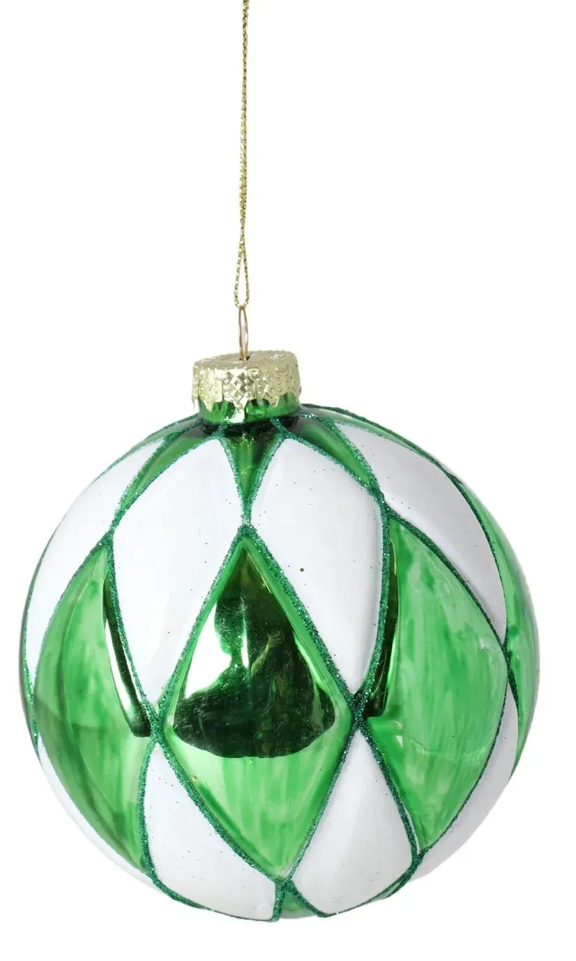 Bombka szklana 12 sztuk ZIELONO-BIAŁA mała DISPLAY 4062 Bombka szklana 12 sztuk ZIELONO-BIAŁA mała DISPLAY 4062
