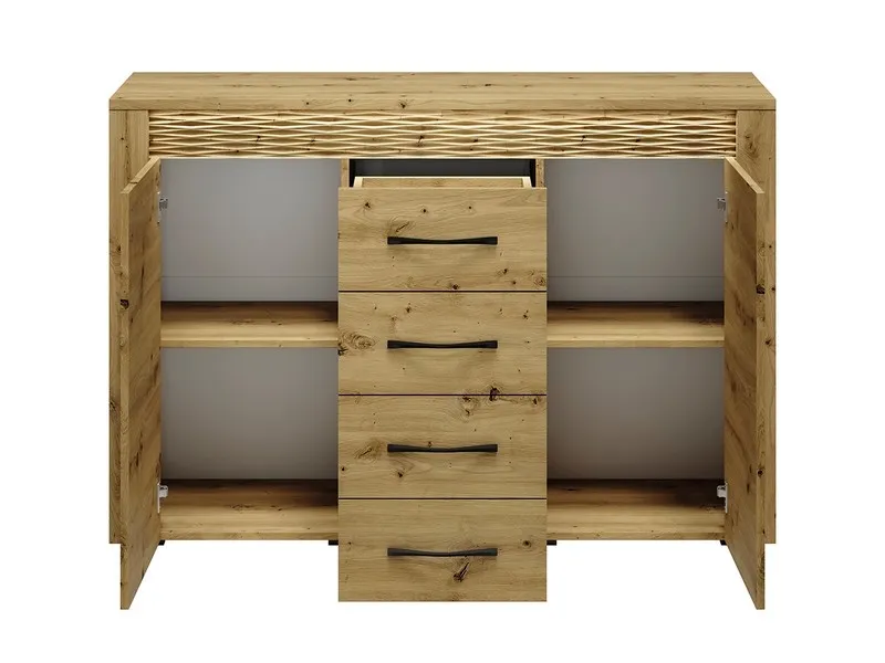 Komoda 2-drzwiowa z 4 szufladami ARTIS 07 z oświetleniem, dąb artisan — zdjęcie 5