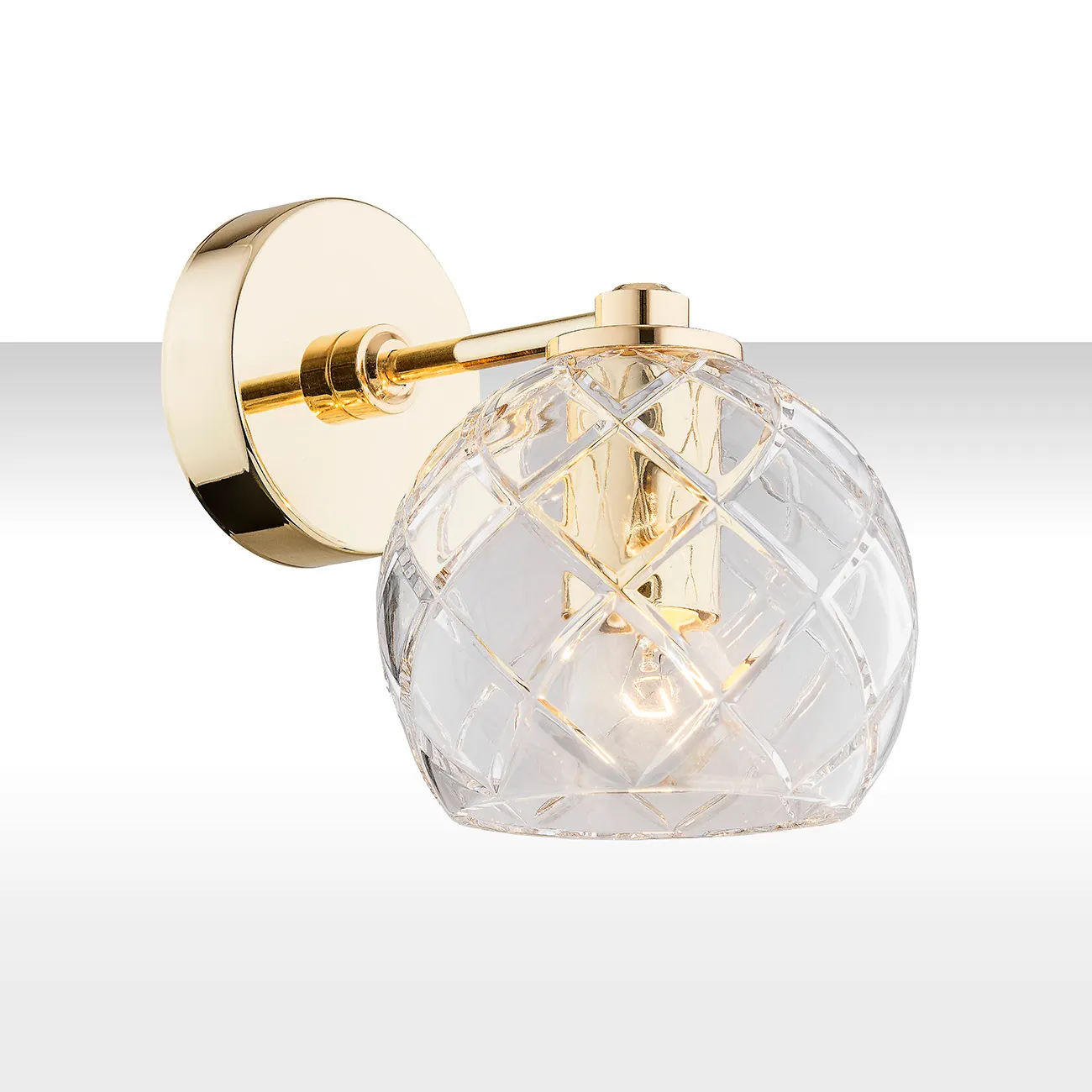 Kinkiet OVIEDO metalowy mosiądz transparentny kryształ 20x14cm Kinkiet OVIEDO metalowy mosiądz transparentny kryształ 20x14cm