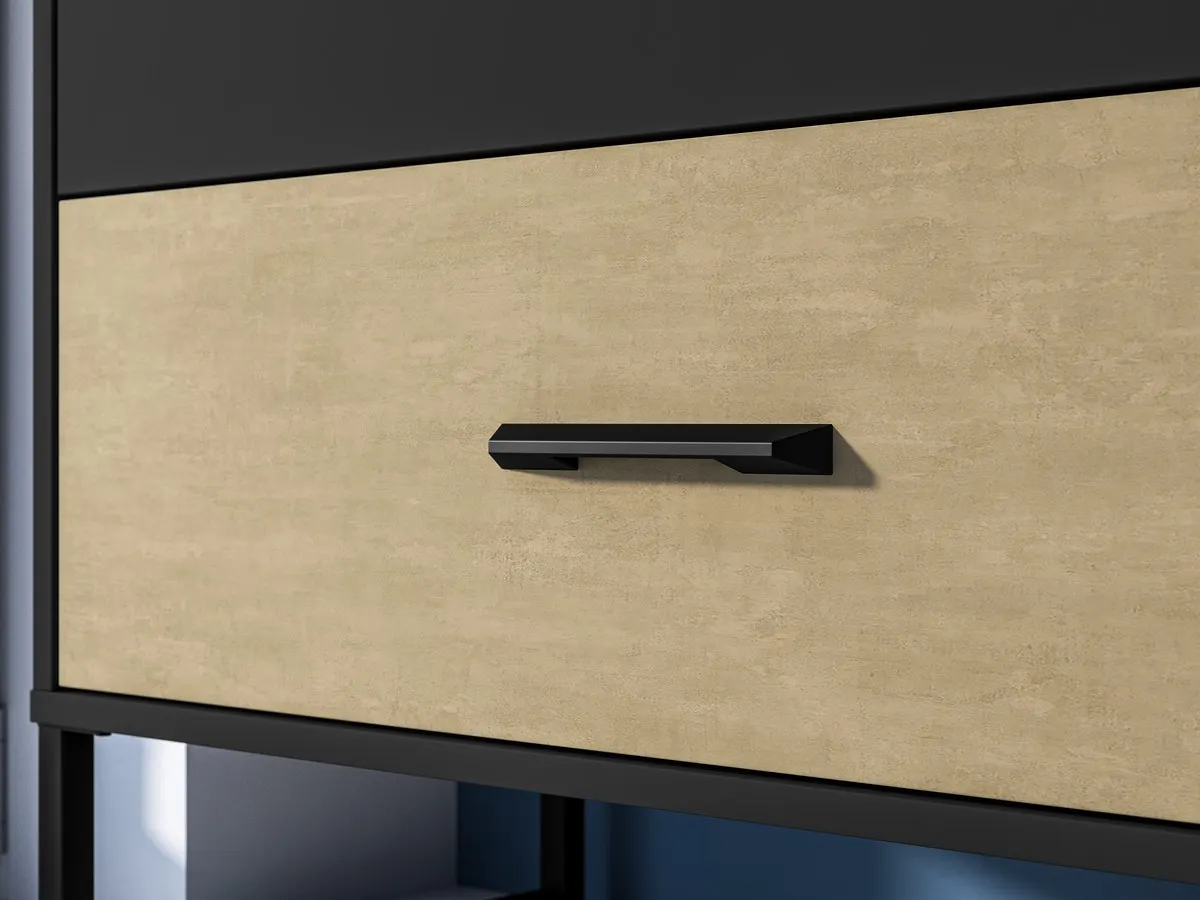 Komoda 1-drzwiowa z 3 szufladami Colt 06 dąb craft złoty, czarny, stal premium - 1COLT06-001