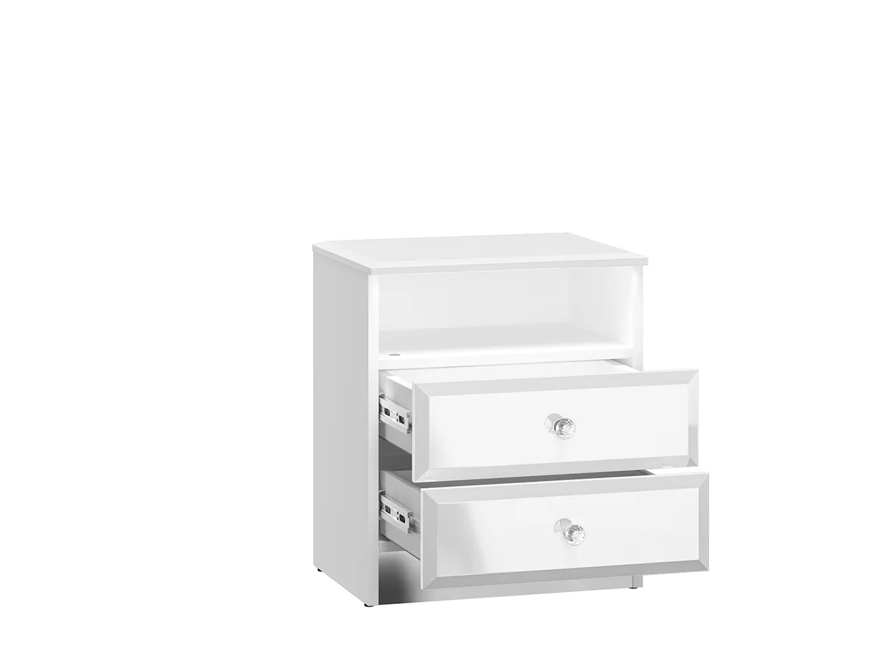Szafka nocna z 2 szufladami i półką GLAMOUR 04 - biały połysk - 1GLAM04-001
