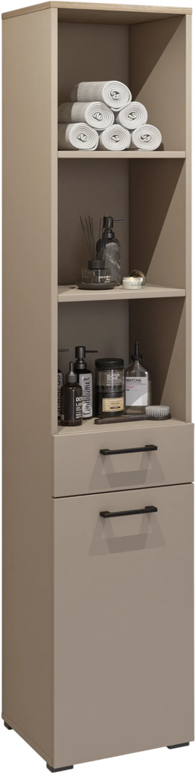 Regał z koszem na pranie i szufladą ROSA 197x40 congo efekt drewna - 30CDNO66