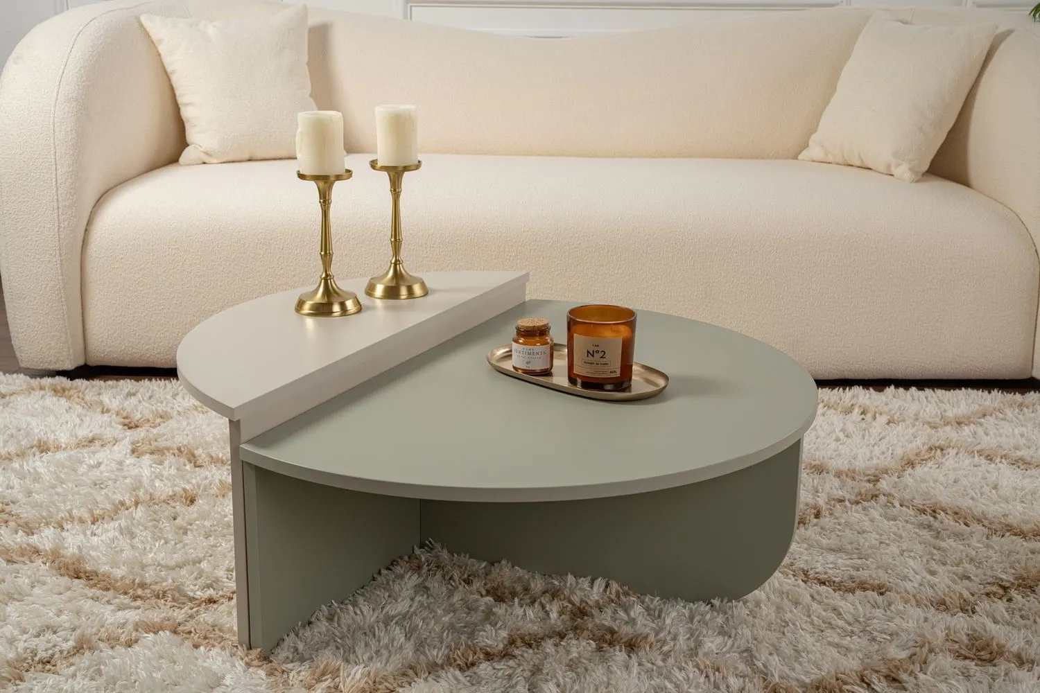 Stolik kawowy ORION 2-elementowy 90x90 piaskowy zielony - ASI_353NRD1118