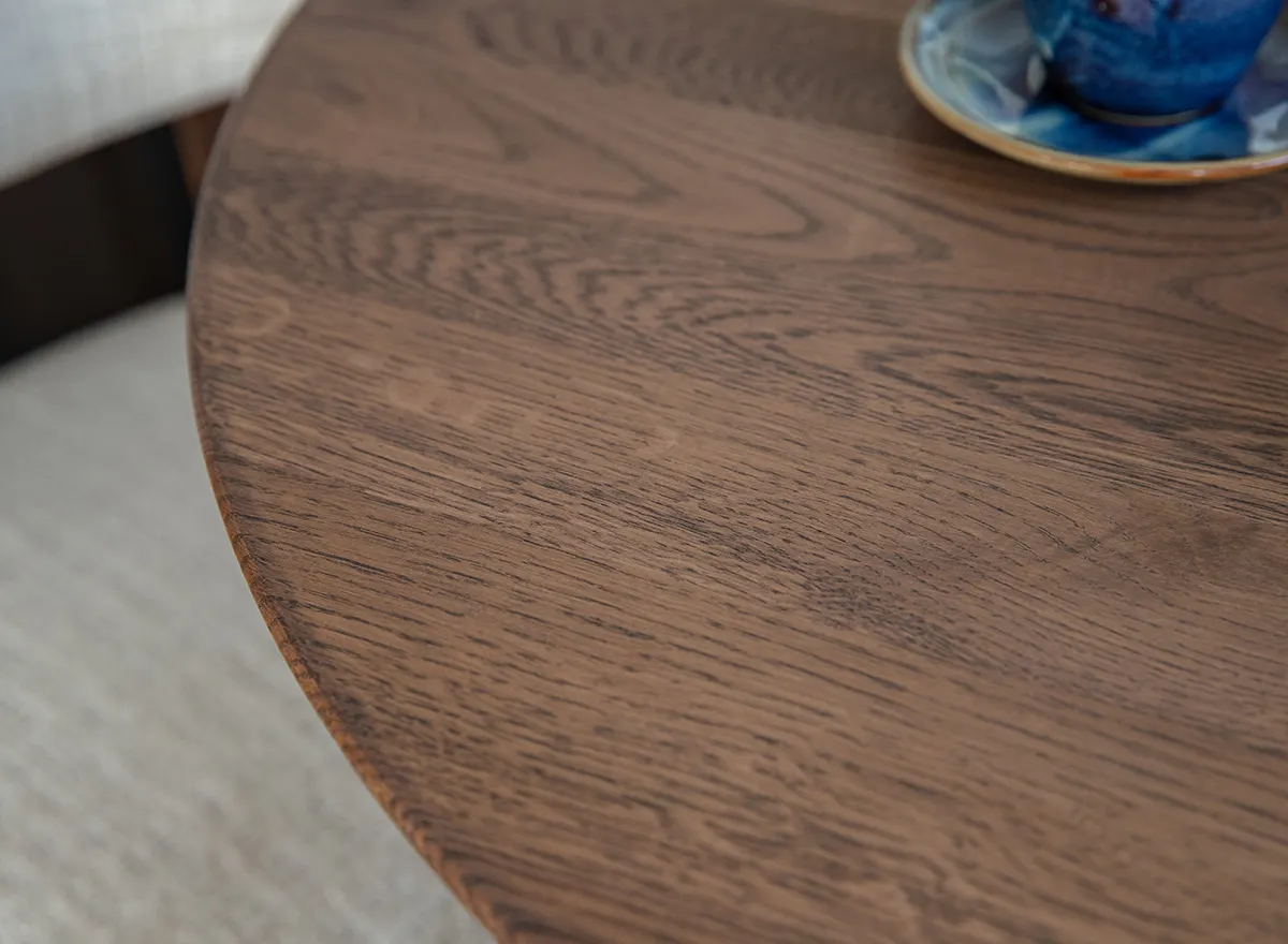 Stół dębowy okragły ORBETELLO rozkładany 110-160cm - tabacco - KULSR110T