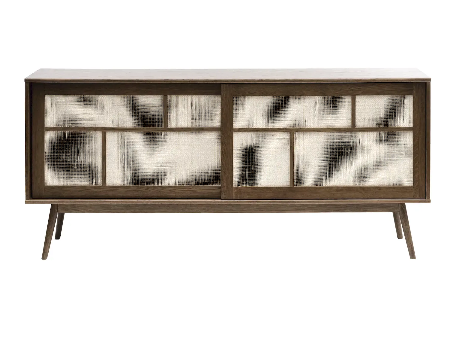 Komoda 2-drzwiowa BARRALI z rattanem - dąb wędzony, naturalny - UN_46712931