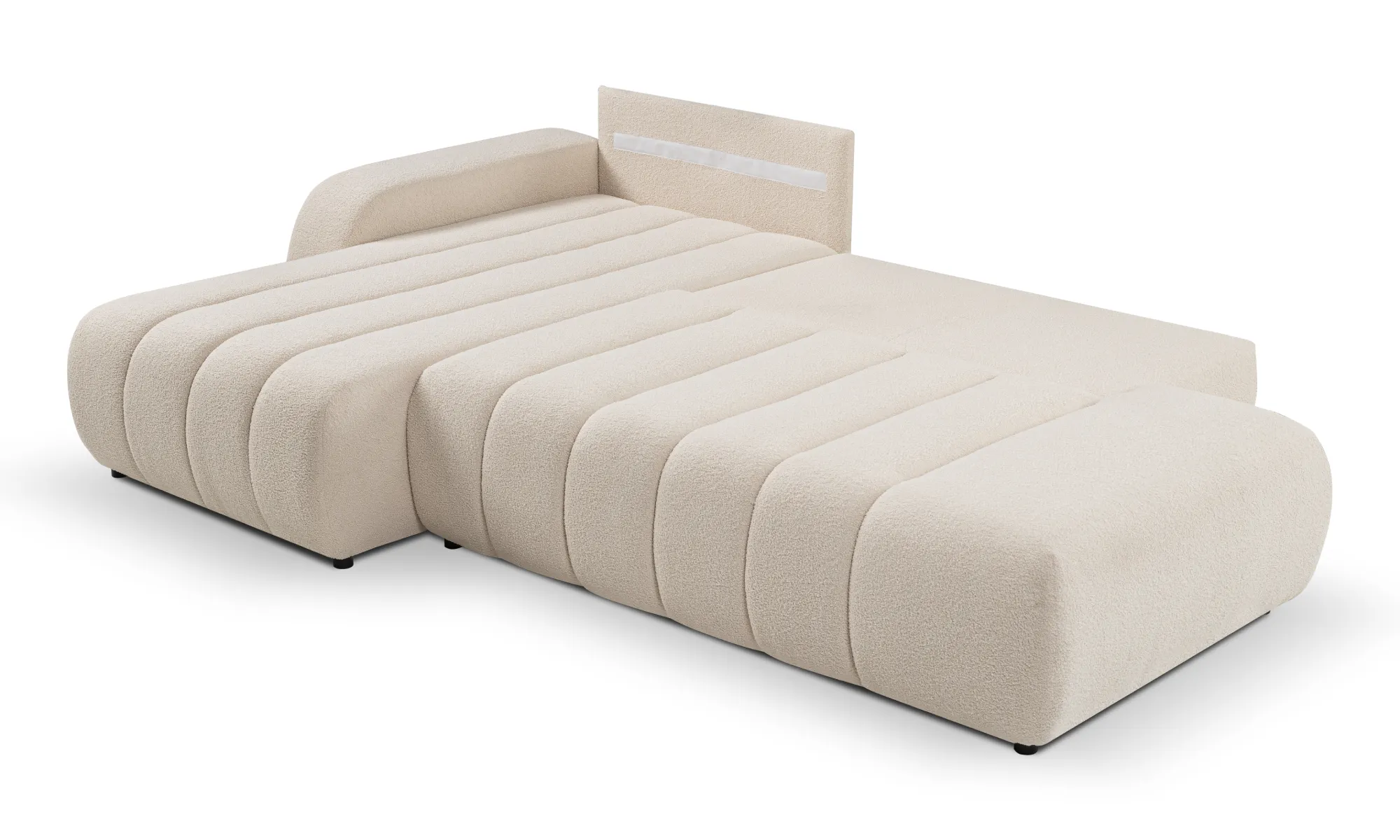 Narożnik rozkładany z pojemnikiem BALOO LAMBI 276 cm lewostronny beżowy - BALOO_NAR_LAMBI8_L