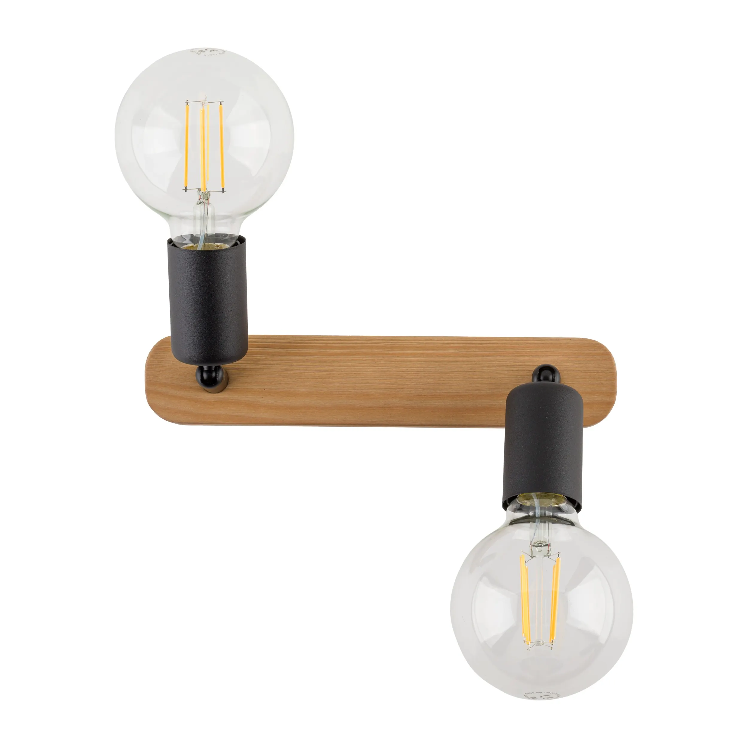 Lampa sufitowa SIMPLY czarna na drewnianej sosnowej listwie 33x15x13cm - TK_4748