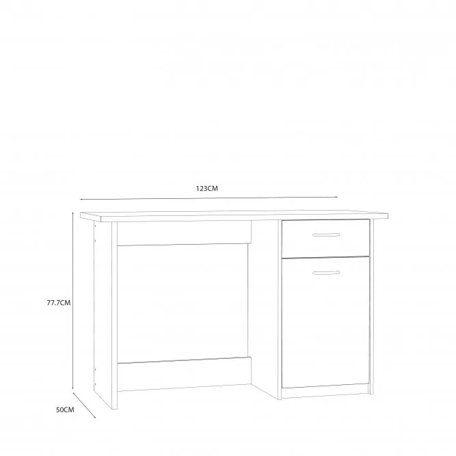 Biurko BALIOS z szafką i szufladą - dąb sonoma, biały - BOSB211-Q36