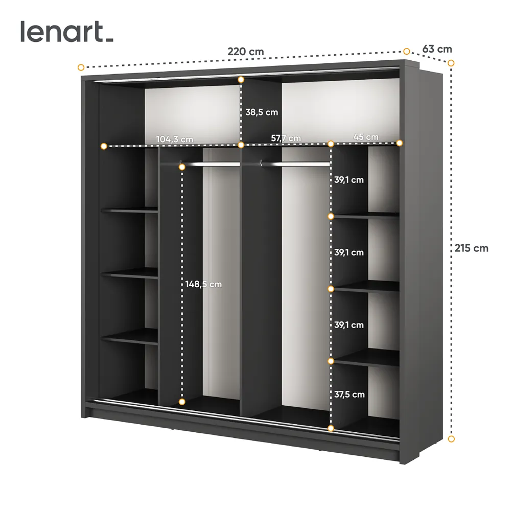 Szafa 2-drzwiowa LED ARTI AR-14P 220cm czarna - AR14CP