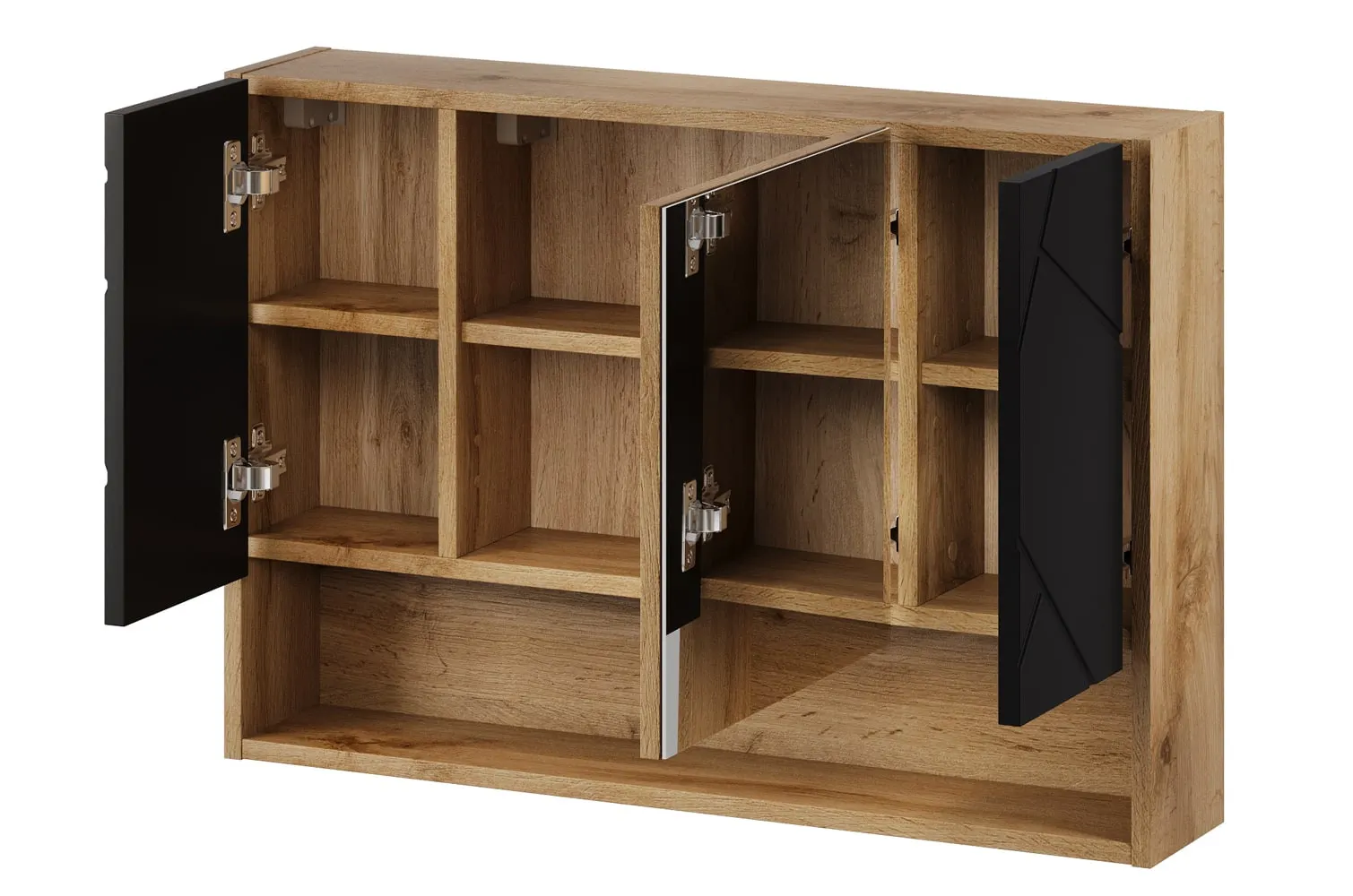 Szafka wisząca z lustrem MAZI 55x80 dąb Wotan/czarny mat - TH-100-1843