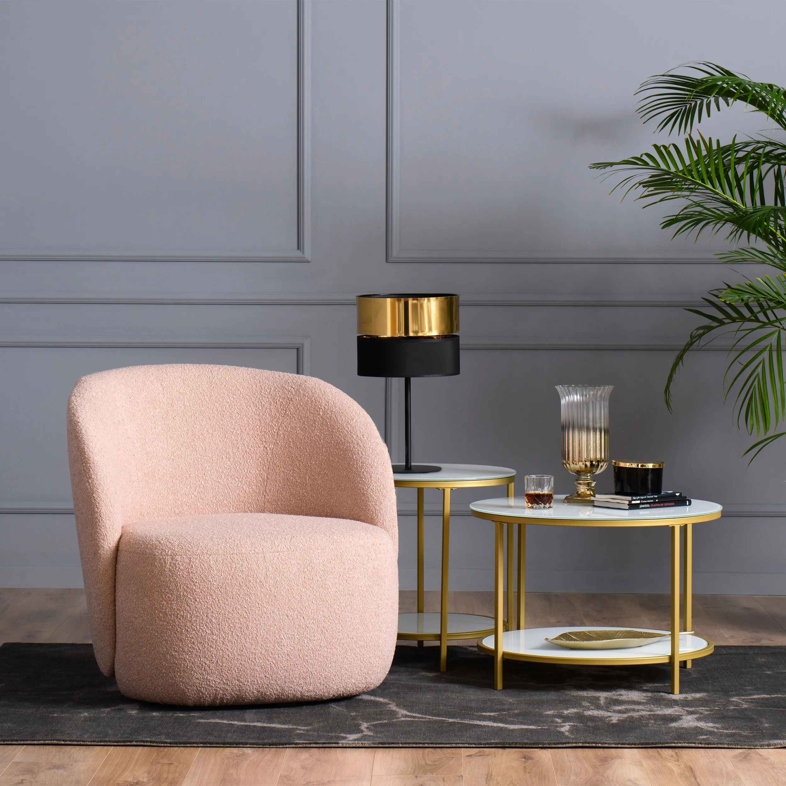 Lampka nocna HILTON czarna ze złotymi elementami 38x20cm - TK_16051