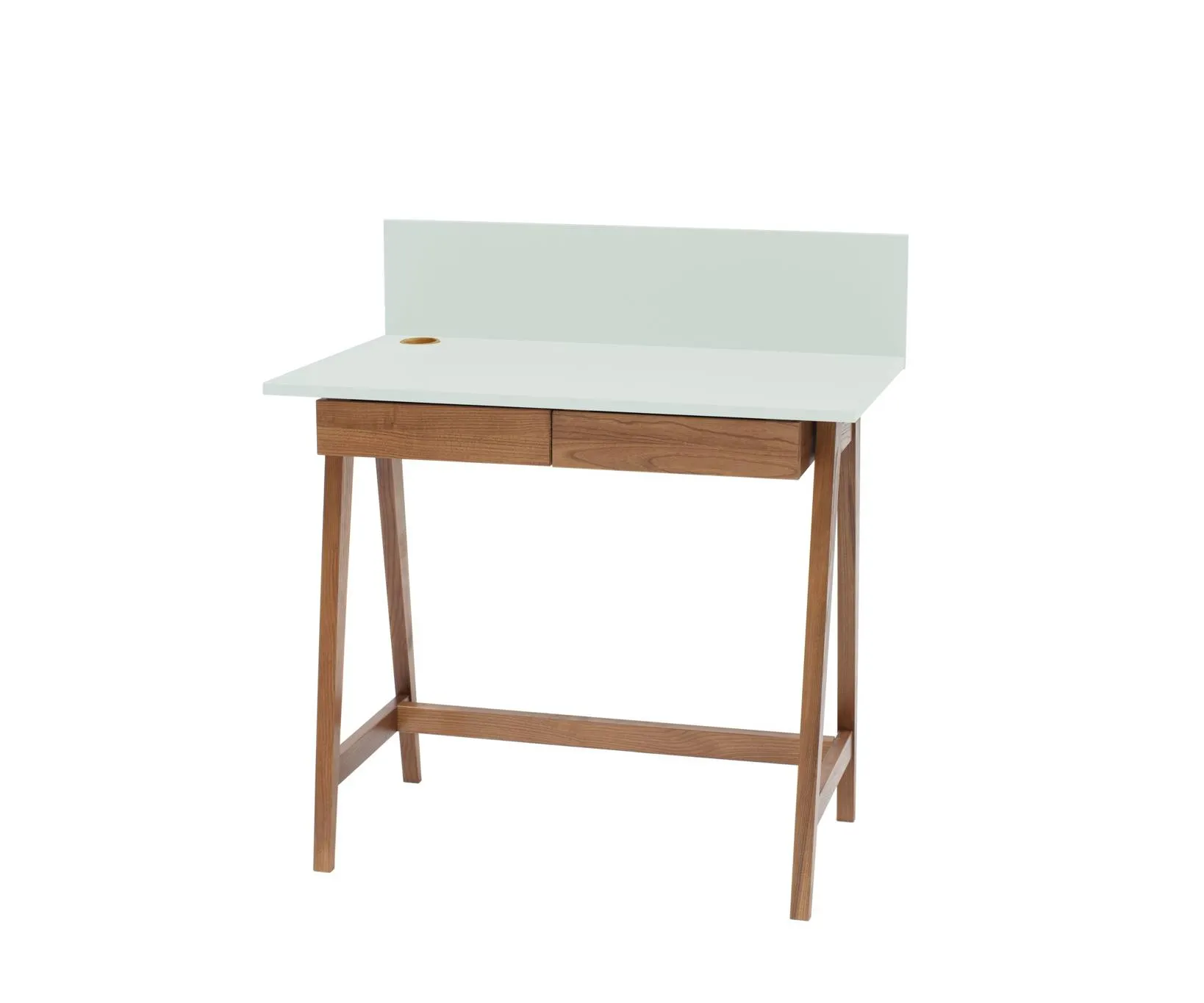Biurko z szufladami i panelem LUKA 85x50 miętowe/nogi kolor dąb