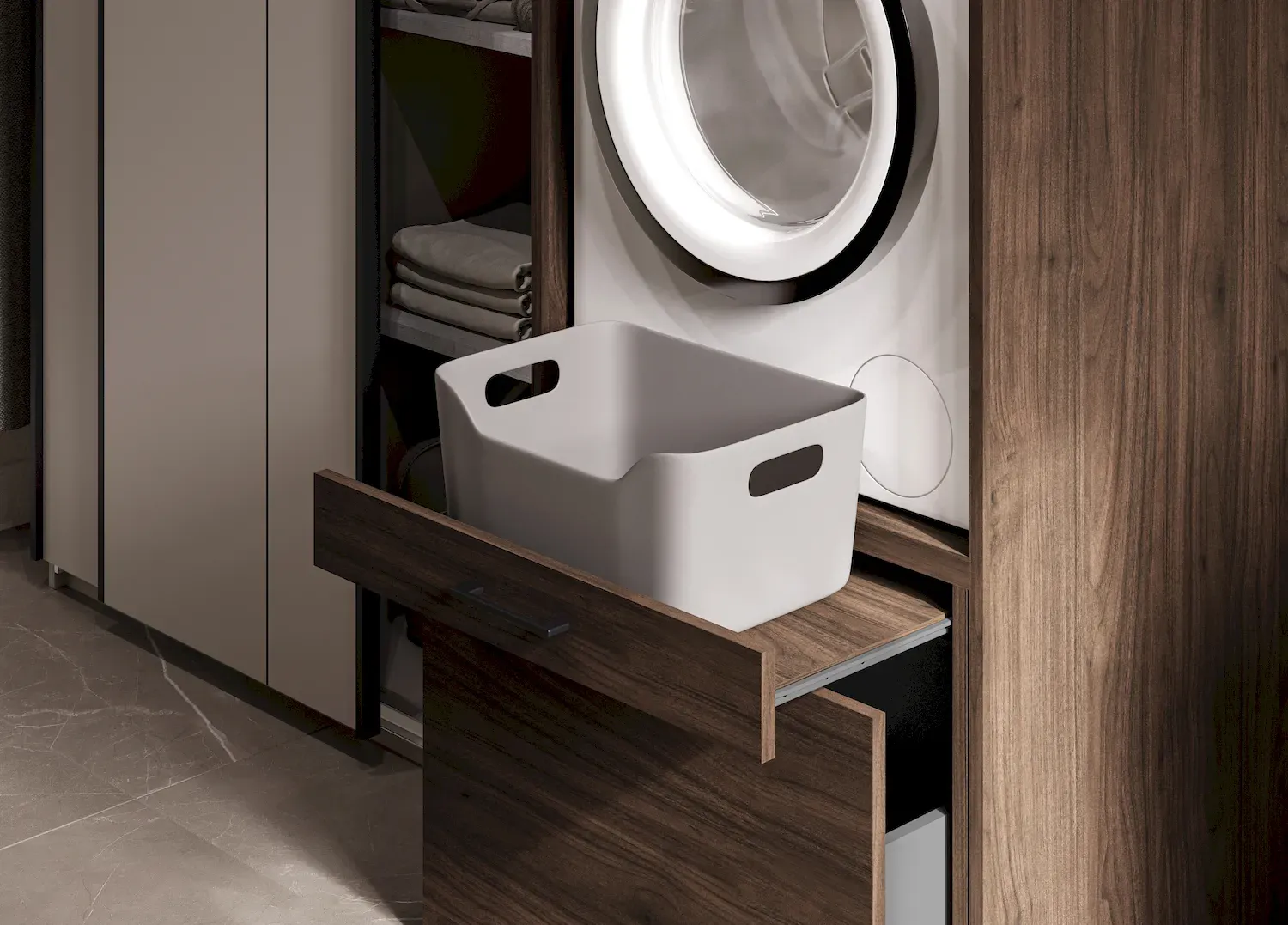 Zabudowa na pralkę lub suszarkę AZA wysuwana półka orzech - 30OVME60