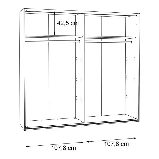 Szafa 2-drzwiowa CLIF drzwi przesuwne z panelem 220 cm, old wood vintage, beton - RCQS92411-C754