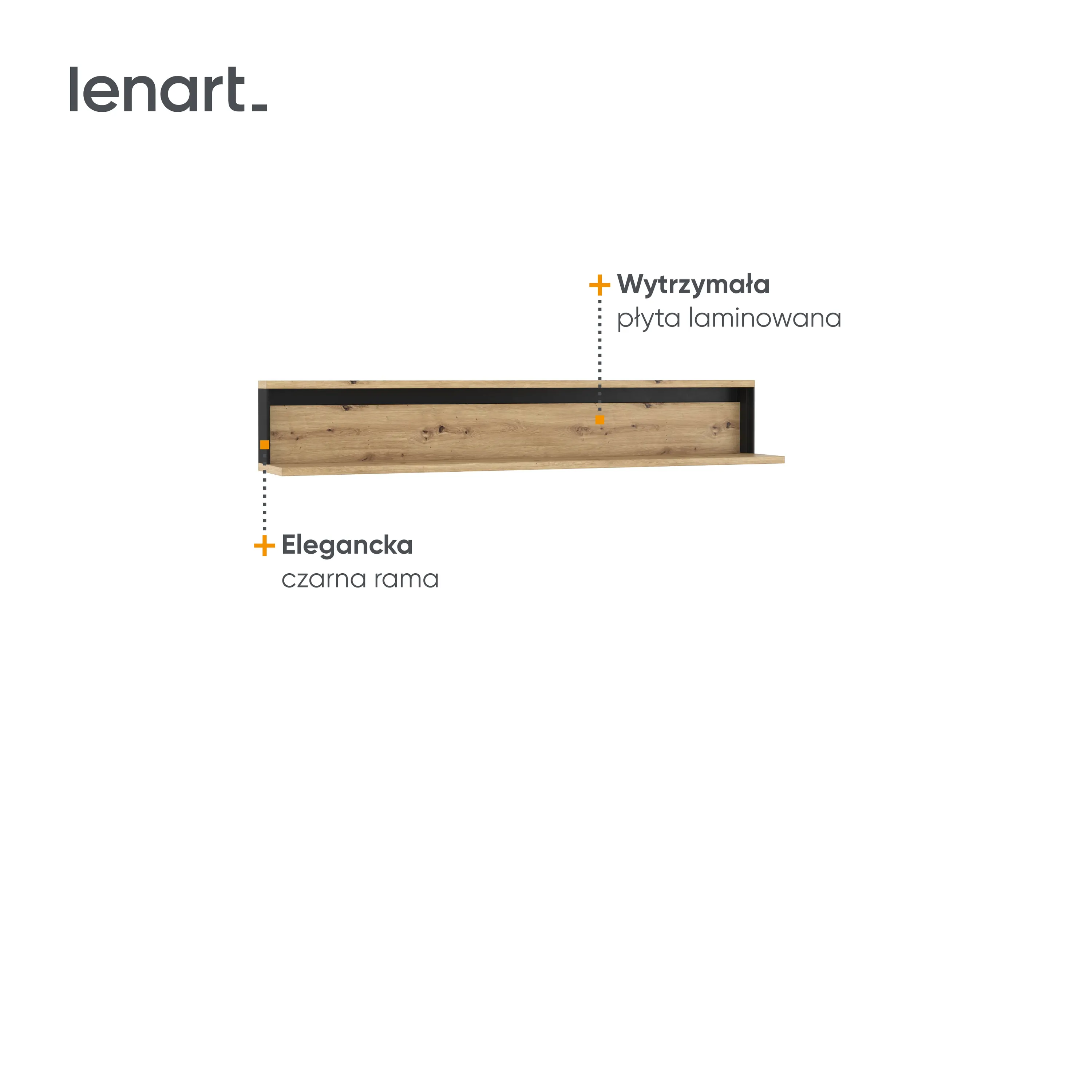 Półka Quant QA-05 155cm dąb artisan/czarna - QA5DAC