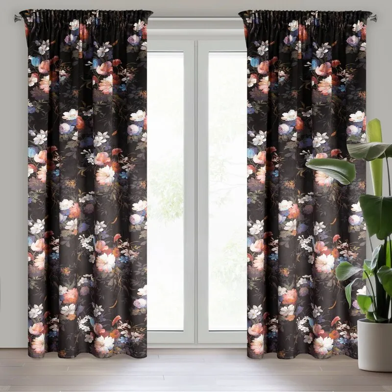 ZASŁONA GOTOWA KAREN NA TAŚMIE 140 X 270 CM CZARNY ZASŁONA GOTOWA KAREN NA TAŚMIE 140 X 270 CM CZARNY