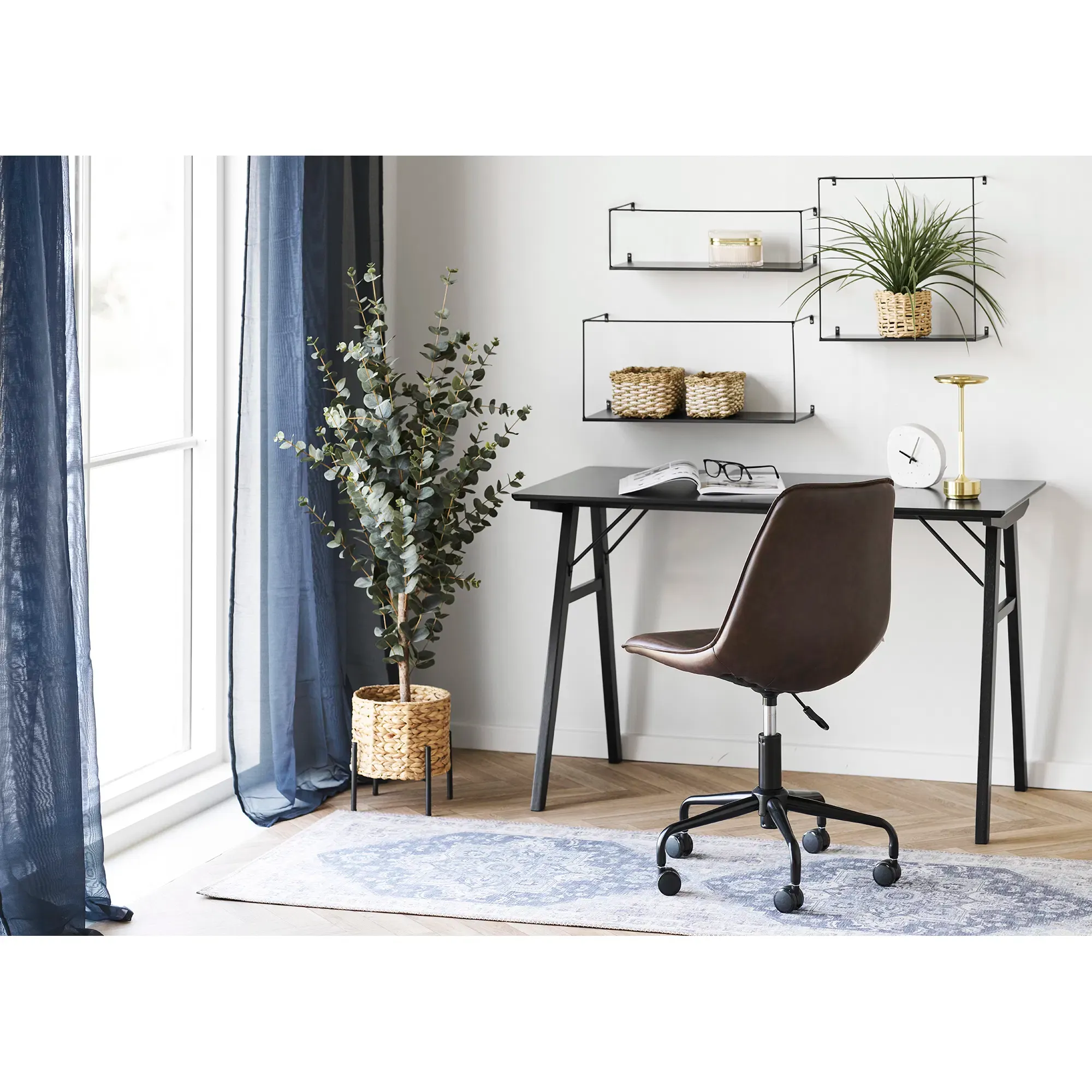 Półki ścienne ULMO (zestaw 3 sztuk) stalowe - czarna - 4293011