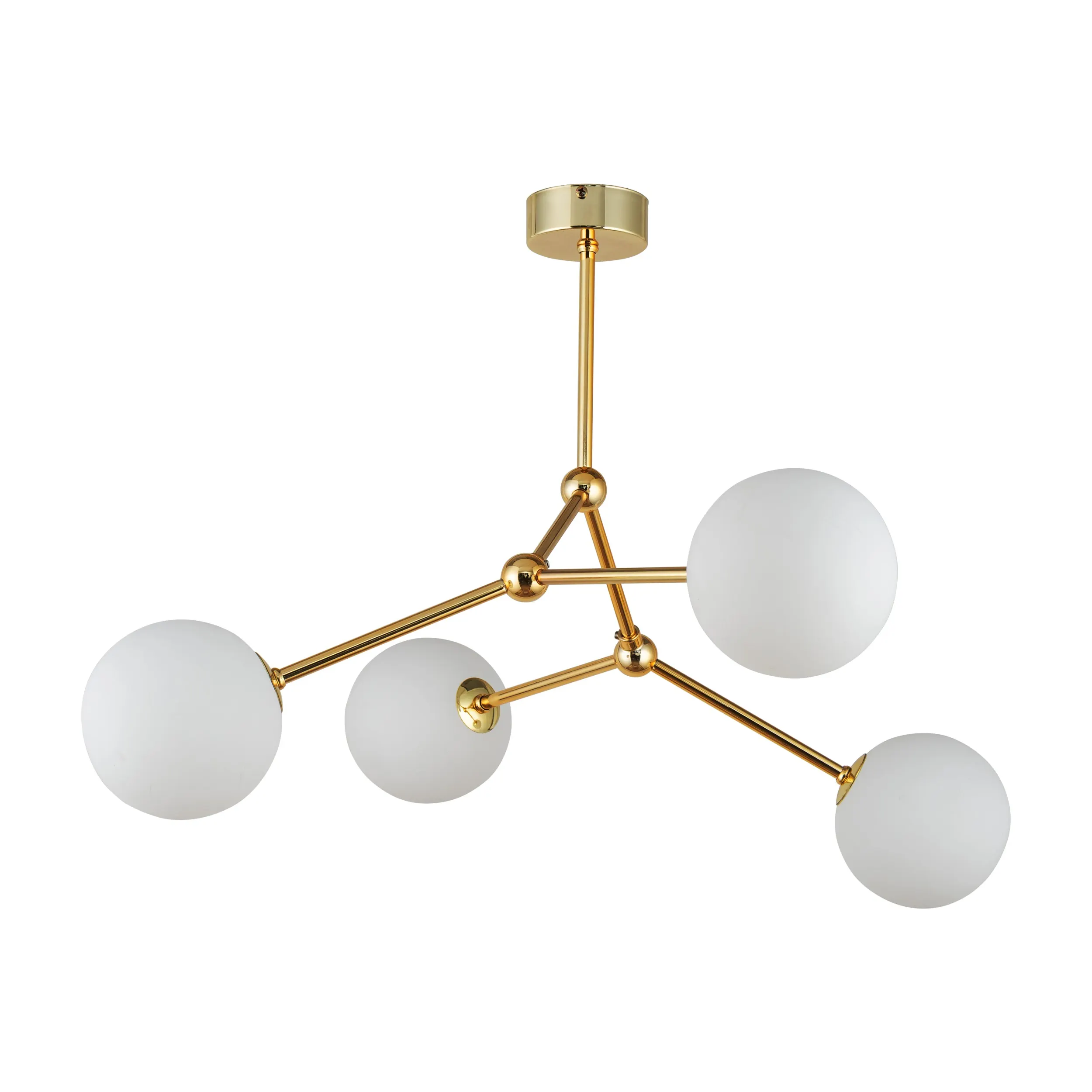Lampa sufitowa FAIRY złota z białymi okrągłymi szklanymi kloszami 66x49x44cm - TK_6470