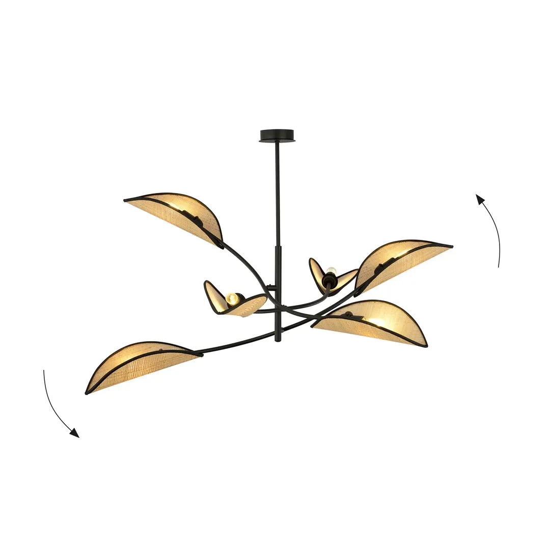 Lampa wisząca LOTUS 6 czarny brazowy — zdjęcie 3