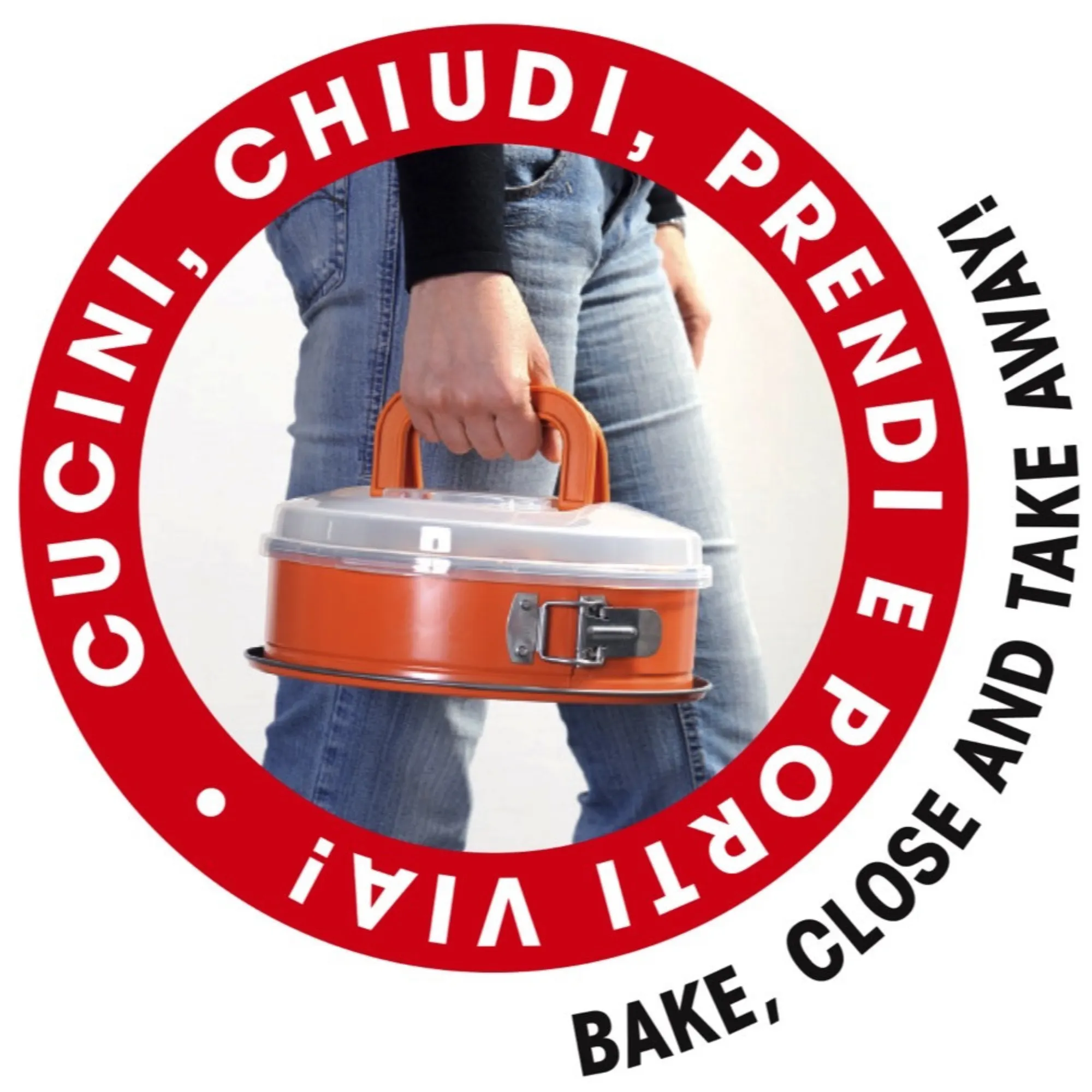 metalowy lunchbox, pojemnik na jedzenie, pomarańczowy pojemnik, lunchbox, zapinany uchwyt