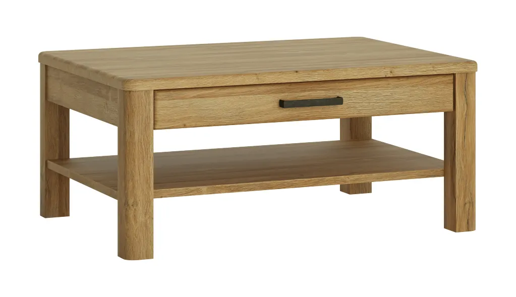 Stolik kawowy z półką i szufladą CORTINA CNAT04 Dąb Grandson Stolik kawowy z półką i szufladą CORTINA CNAT04 Dąb Grandson