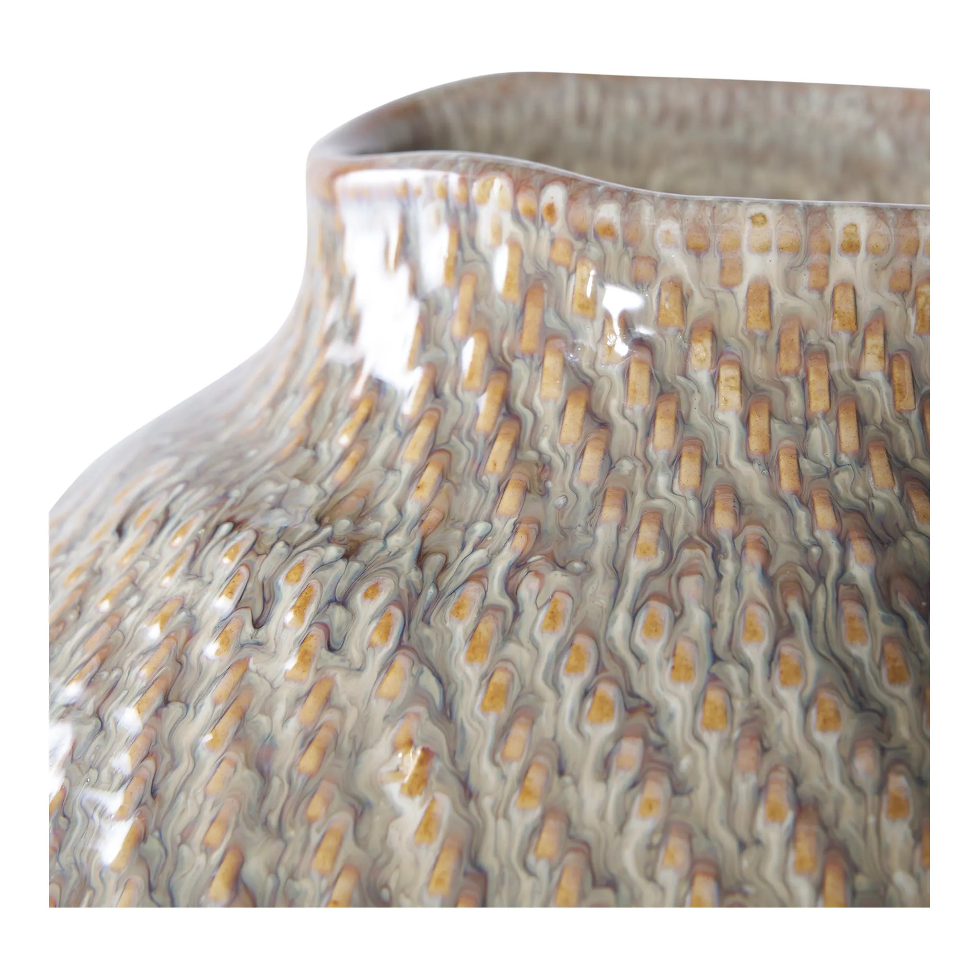 Wazon ceramiczny VASE fi26x30 cm biały beżowy - 4441800