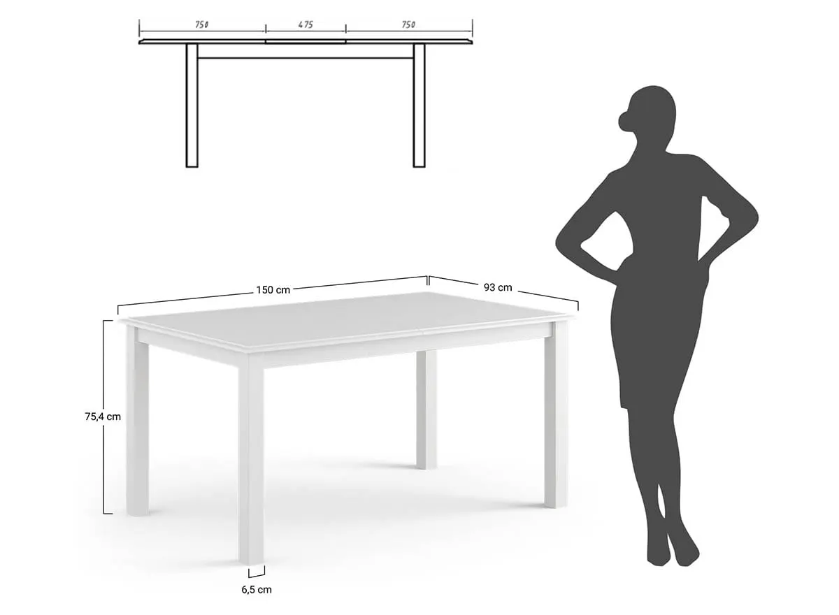 Stół sosnowy rozkładany BELLUNO ELEGANTE 93x(150-197) biały-orzech - PL022B/O
