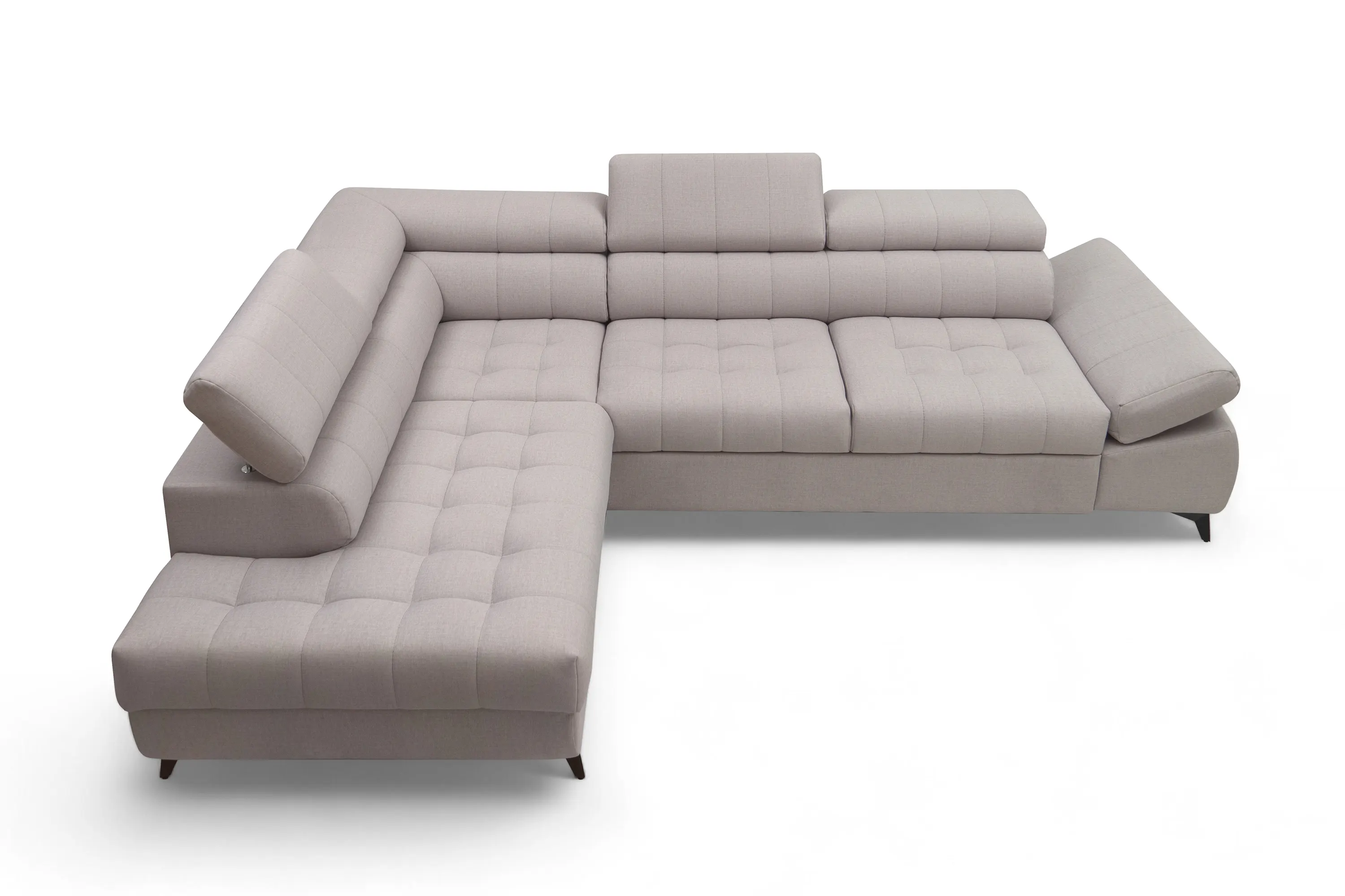 Narożnik lewostronny VALORIS L regulowane zagłówki i podłokietniki tkanina Maya 01 beżowy - B_162434