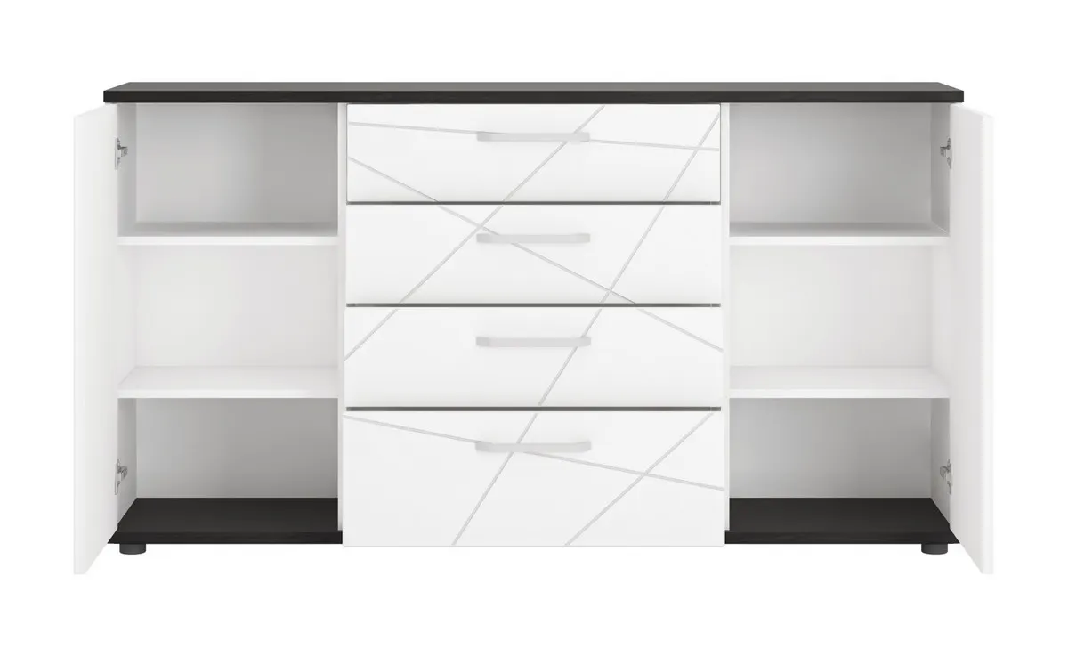 VENEZIA VENK01 KOMODA 2D4S BIAŁA ALPEJSKA/DĄB VICENZA CZARNY/MDF BIAŁY POŁYSK Wójcik - 6000000009895