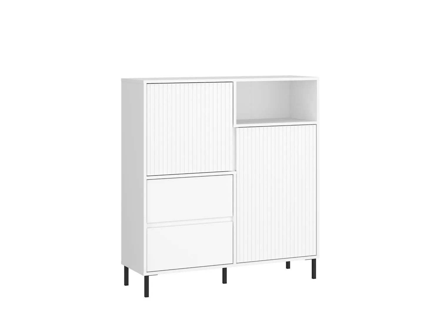 Komoda wysoka 2-drzwiowa z szufladami AVENALE 105x117 biała alpejska Meble, Kredens, Szafka, Szafa