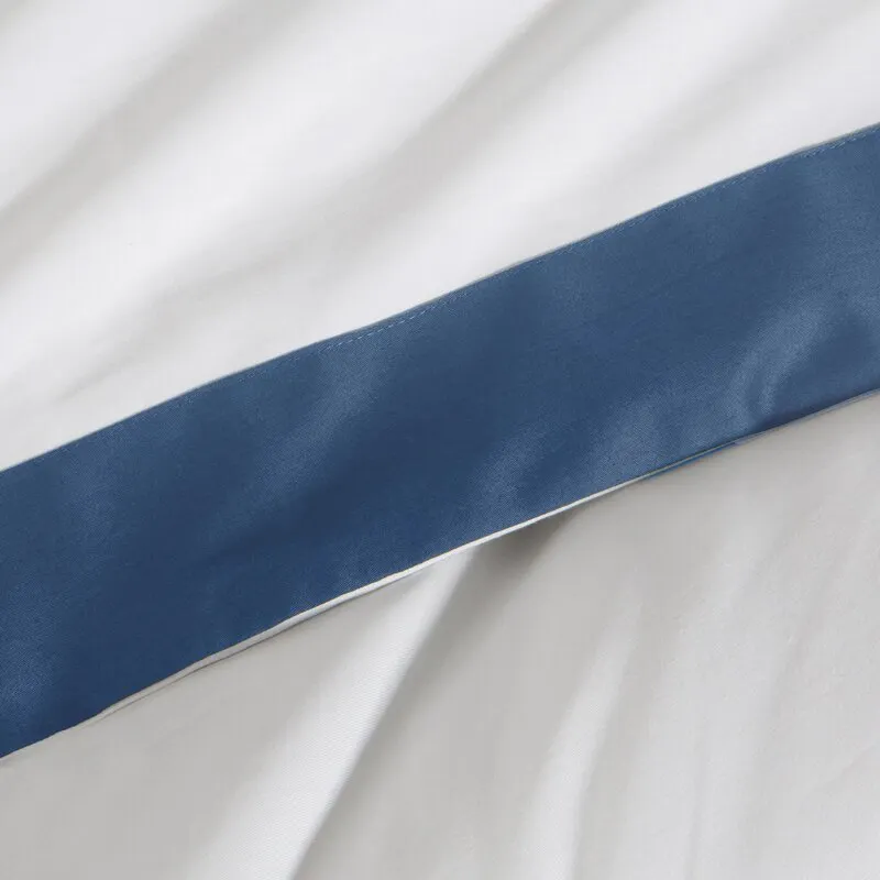 KOMPLET POŚCIELI LAURA 160 X 200 CM BIAŁY GRANATOWY - EU_436160