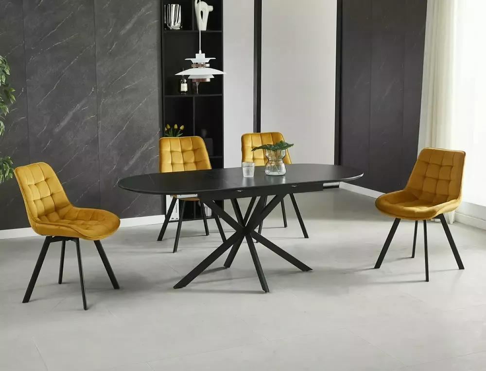 Stół rozkładany GASTON CERAMIC 80x140-180 czarny - GASTONC140