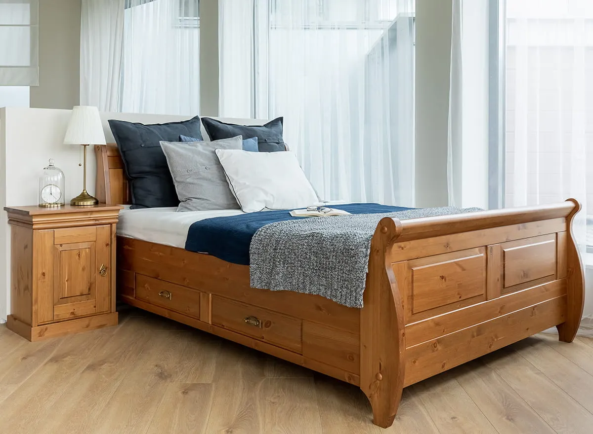 Łóżko sosnowe z 4 szufladami Toskania 160cm Kolor: bejca - PL2025