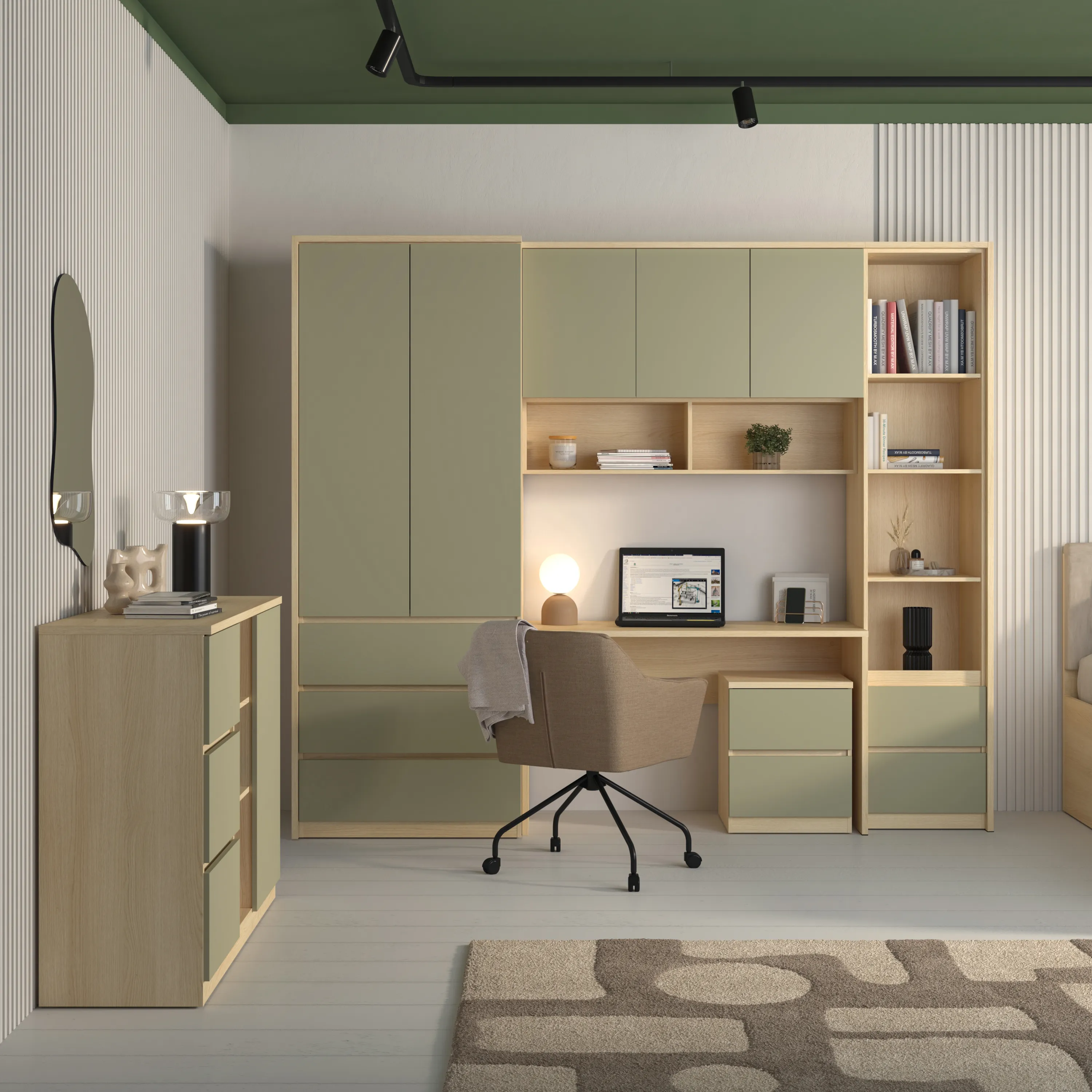 image biurko, szafa, regał, komputerowy, biurko z szafkami