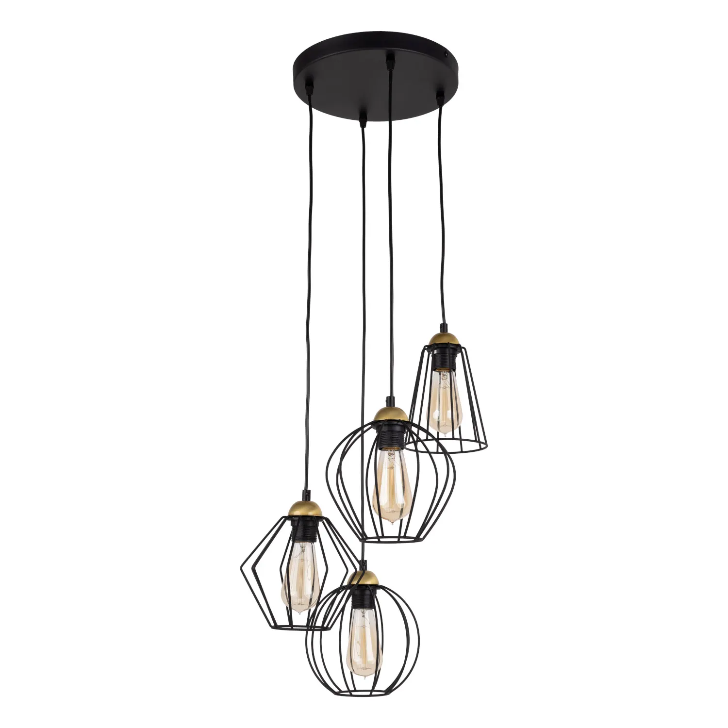 Lampa wisząca GALAXY czarna ze złotymi elementami różnokształtne klosze 466x95x46cm