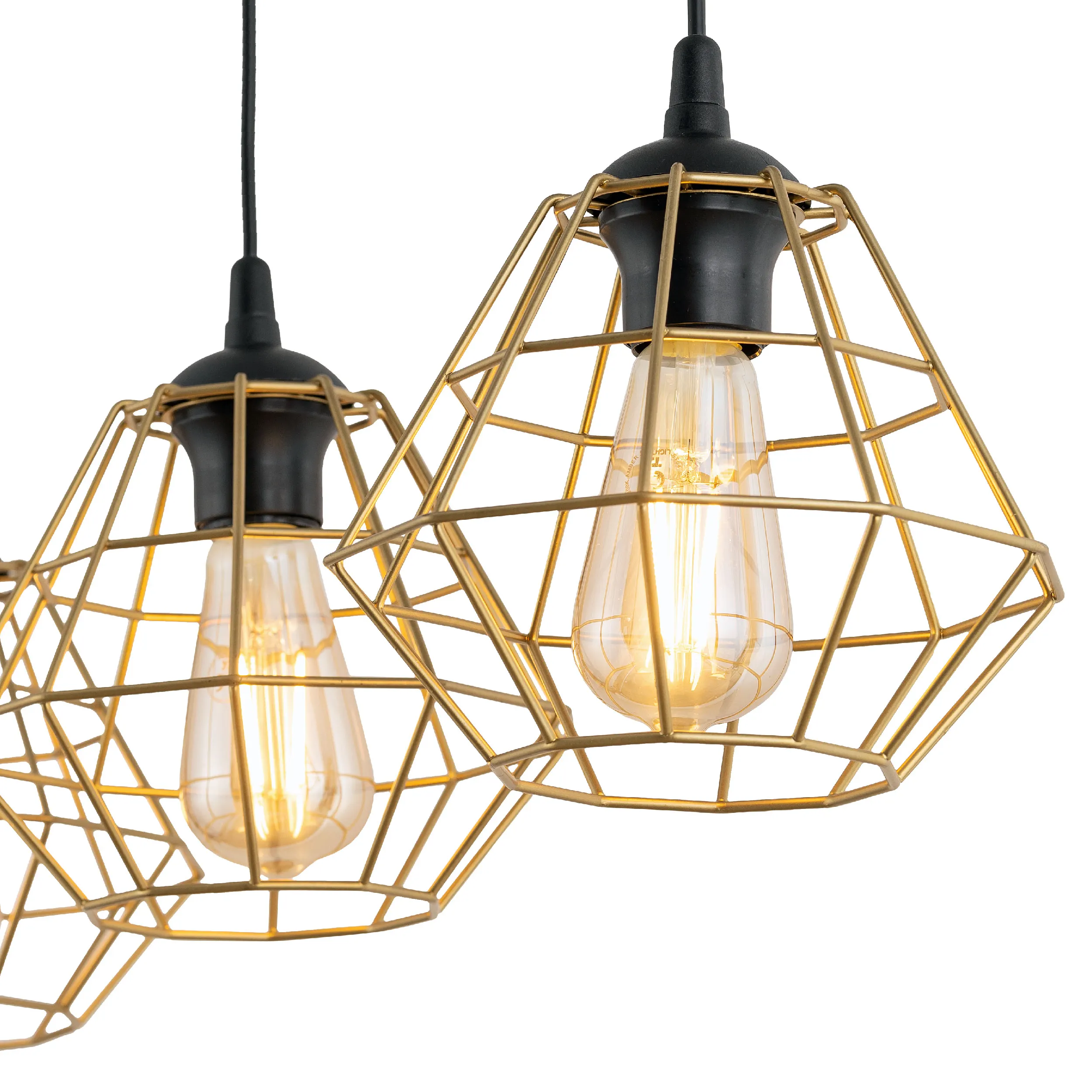 Lampa wisząca DIAMOND na czarnej listwie ze złotymi elementami 100x78x22cm - TK_4642