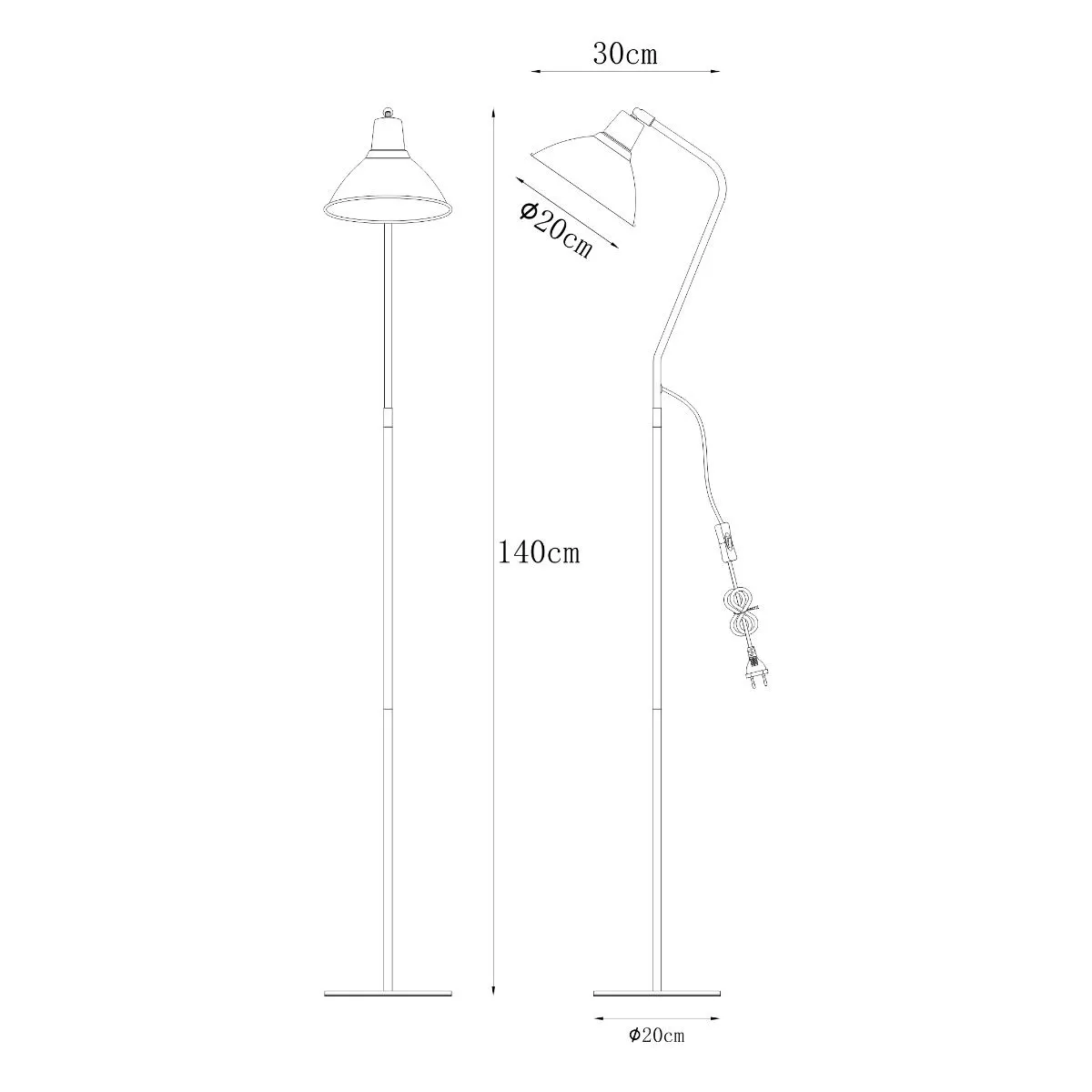 floor lamp, regulowany, metal, nowoczesny, 40-140cm
