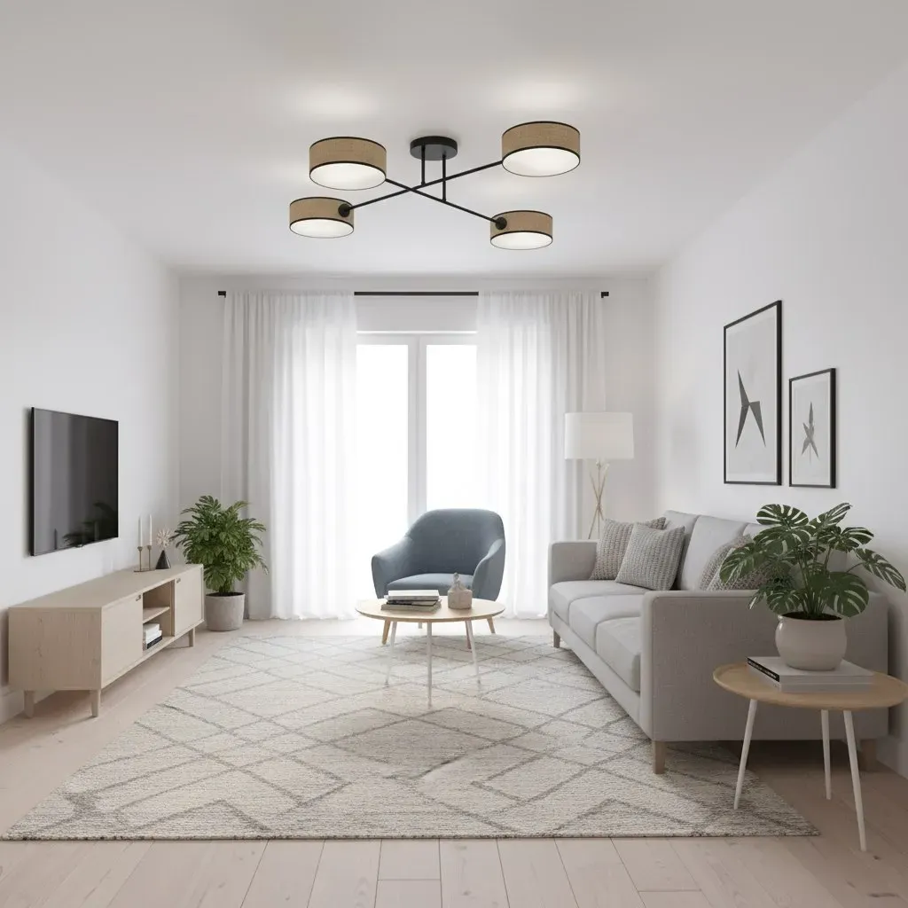 Lampa sufitowa plafon MAGA 4 abażur efekt rattanu - 1571/4