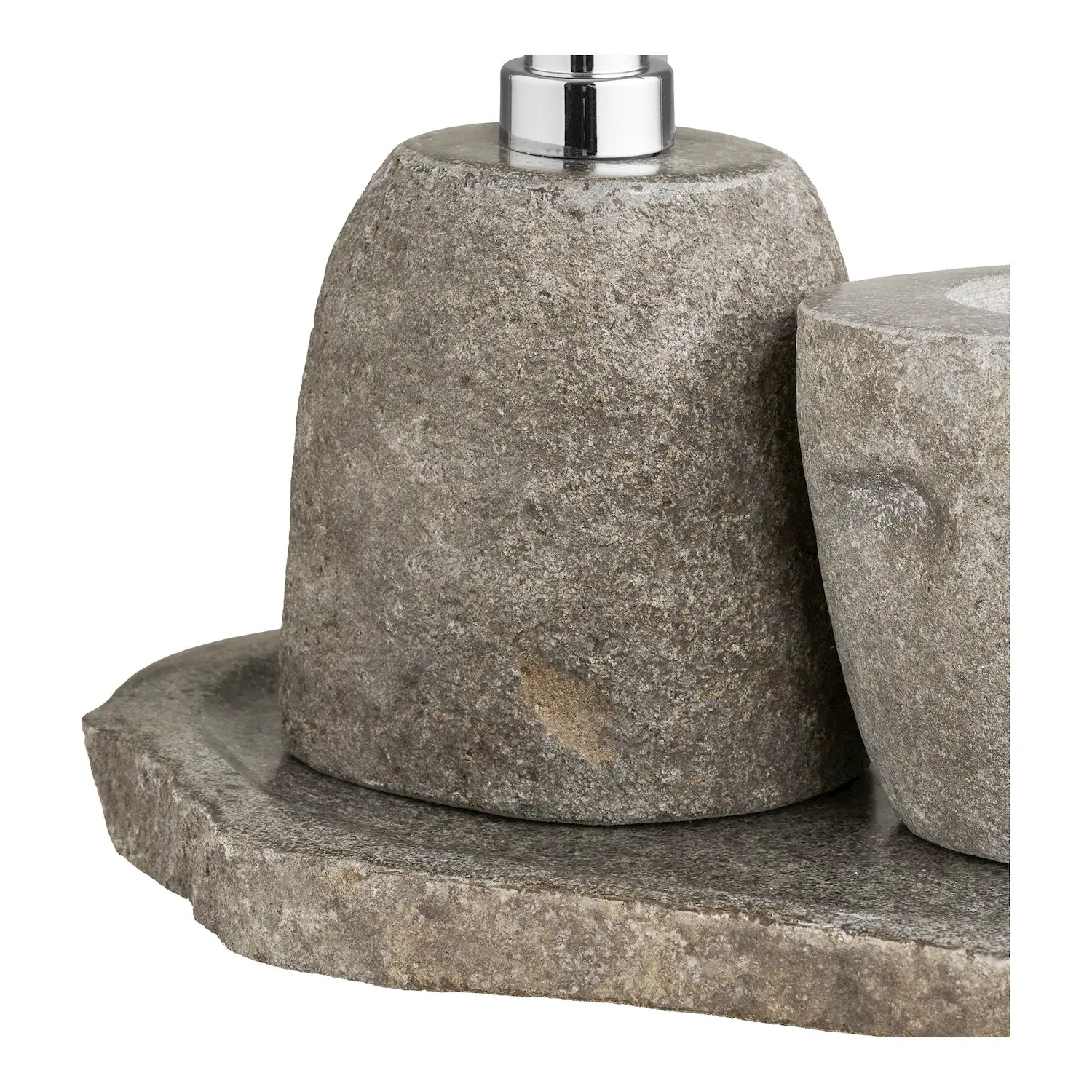 Zestaw łazienkowy GARA kubek do przechowywania, dozownik mydła, taca kolor naturalny - 4501278-S