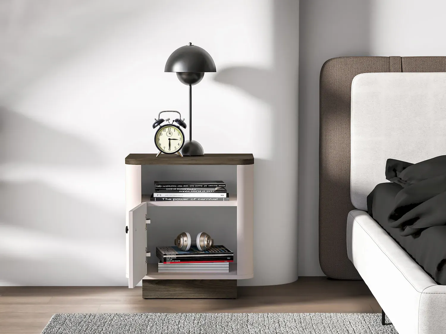 Szafka nocna 1-drzwiowa VILAVIO 07 dąb windmill dark cashmere - 1VILA07-001