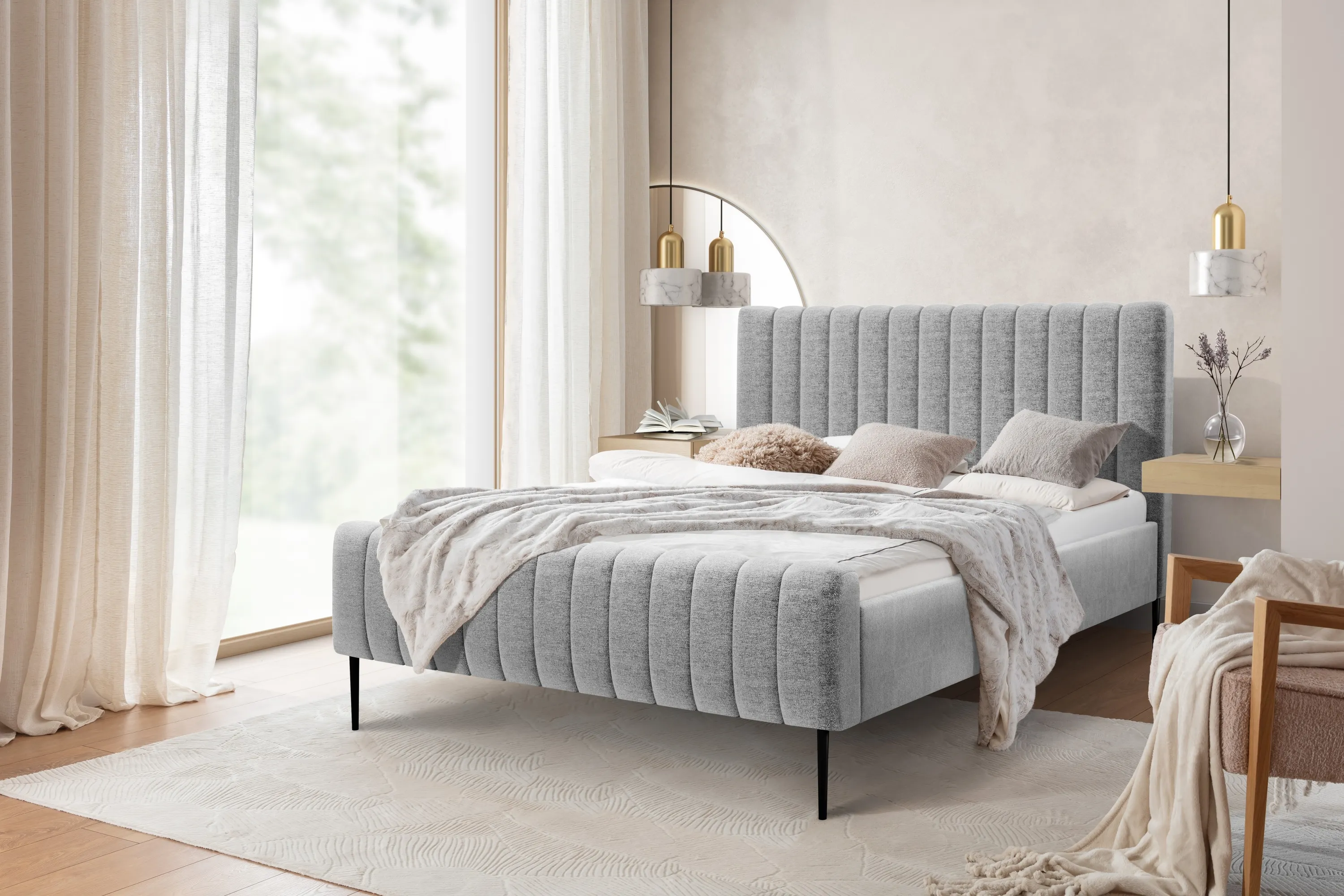 Łóżko Nicole / 160x200 / Raven 06 / czarne nogi - szary - B_158937