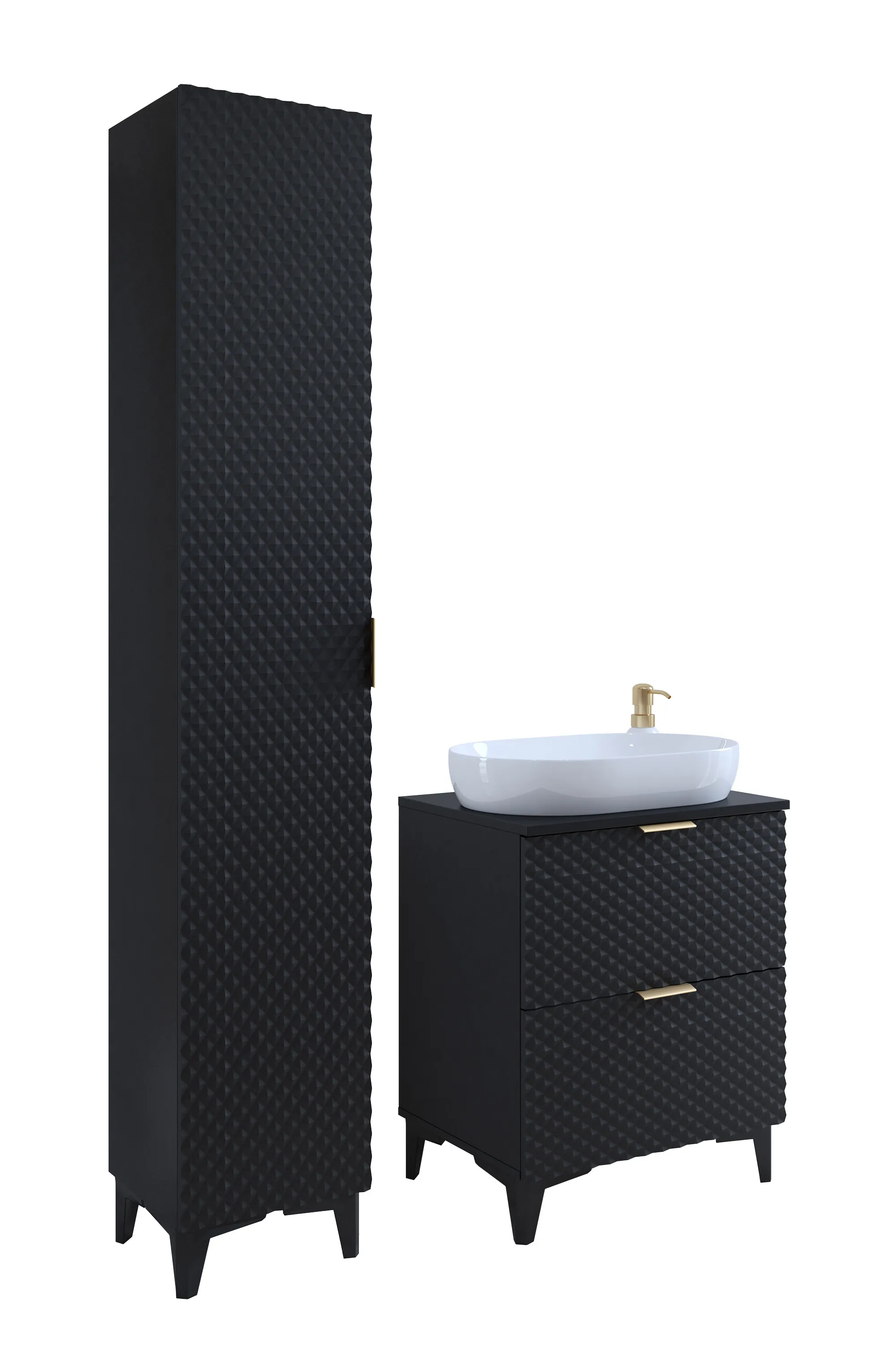 Słupek wysoki 1-drzwiowy LAURA wiszący 186 cm - czarny - 30W3NM17