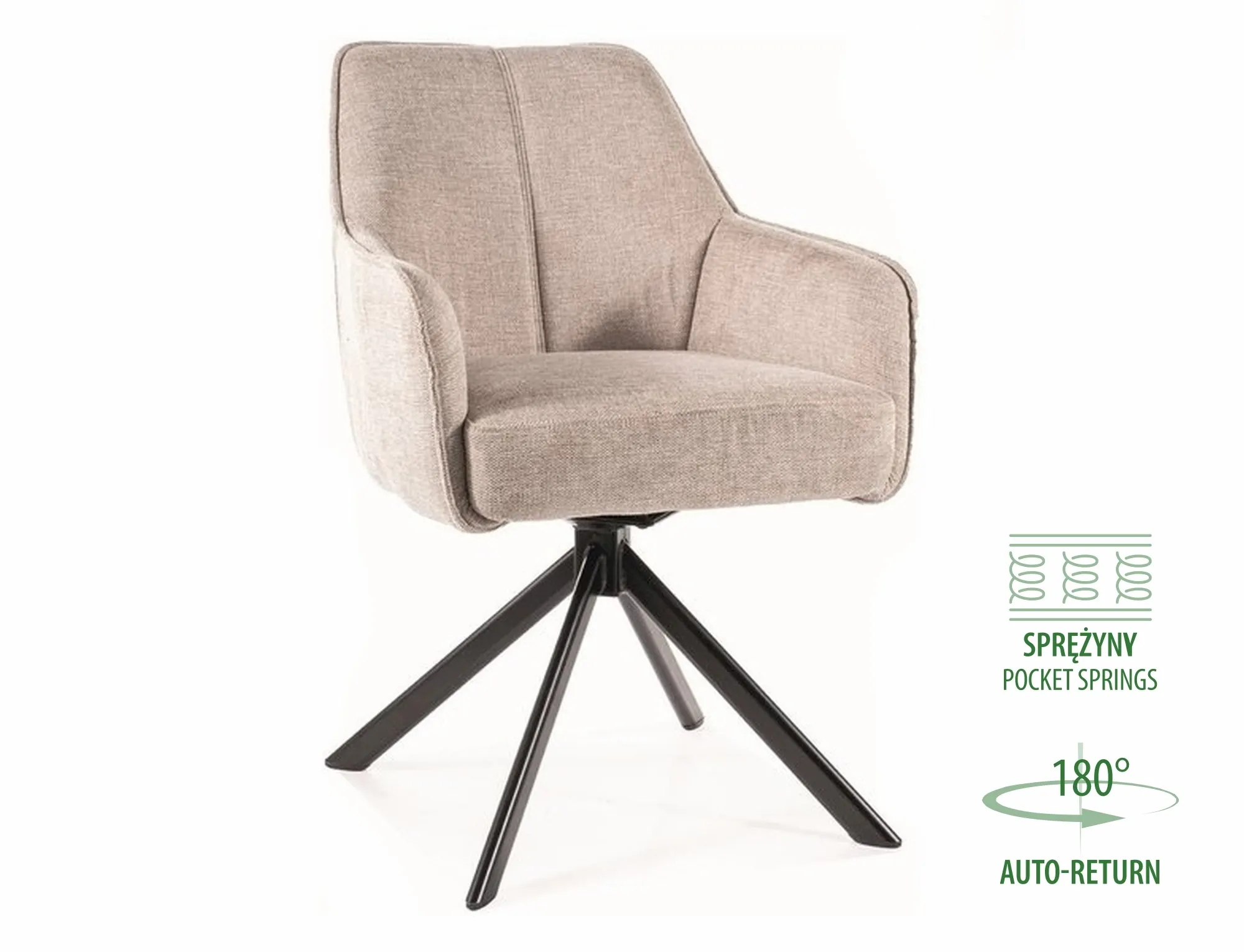 Krzesło obrotowe NOTTI BREGO 31 jasny beż czarny stelaż Krzesło, Meble