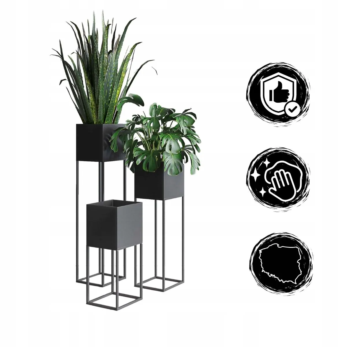 DONICZKA-osłonka na donice metalowa LORIENT S czarna - LD_TZ000061