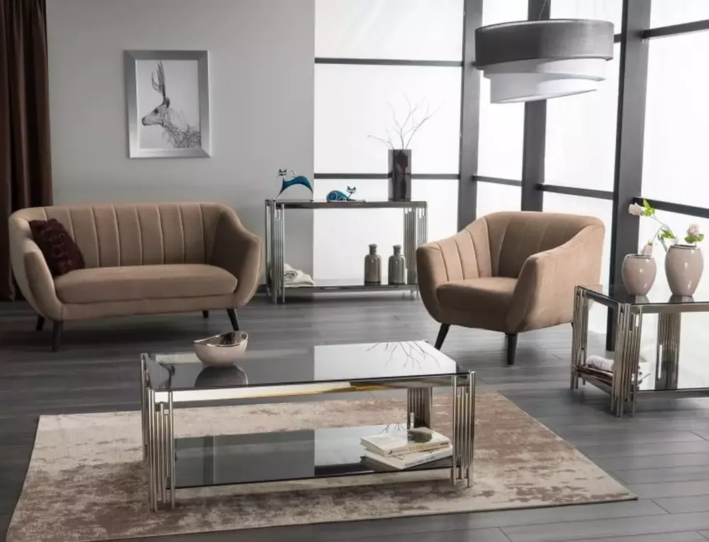 Sofa 2-osobowa ELITE 2 VELVET Bluvel 28 beżowy wenge - ELITE2V28BE