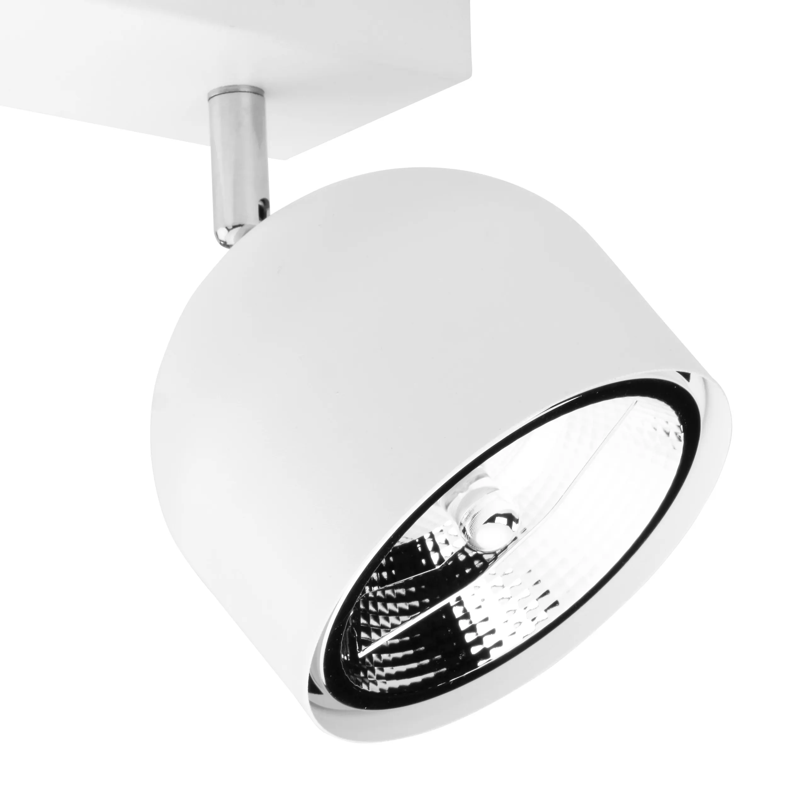 Lampa sufitowa ALTEA biała z chromowanymi elementami na metalowej listwie regulowana + komplet żarówek 47x22x17cm - TK_6513